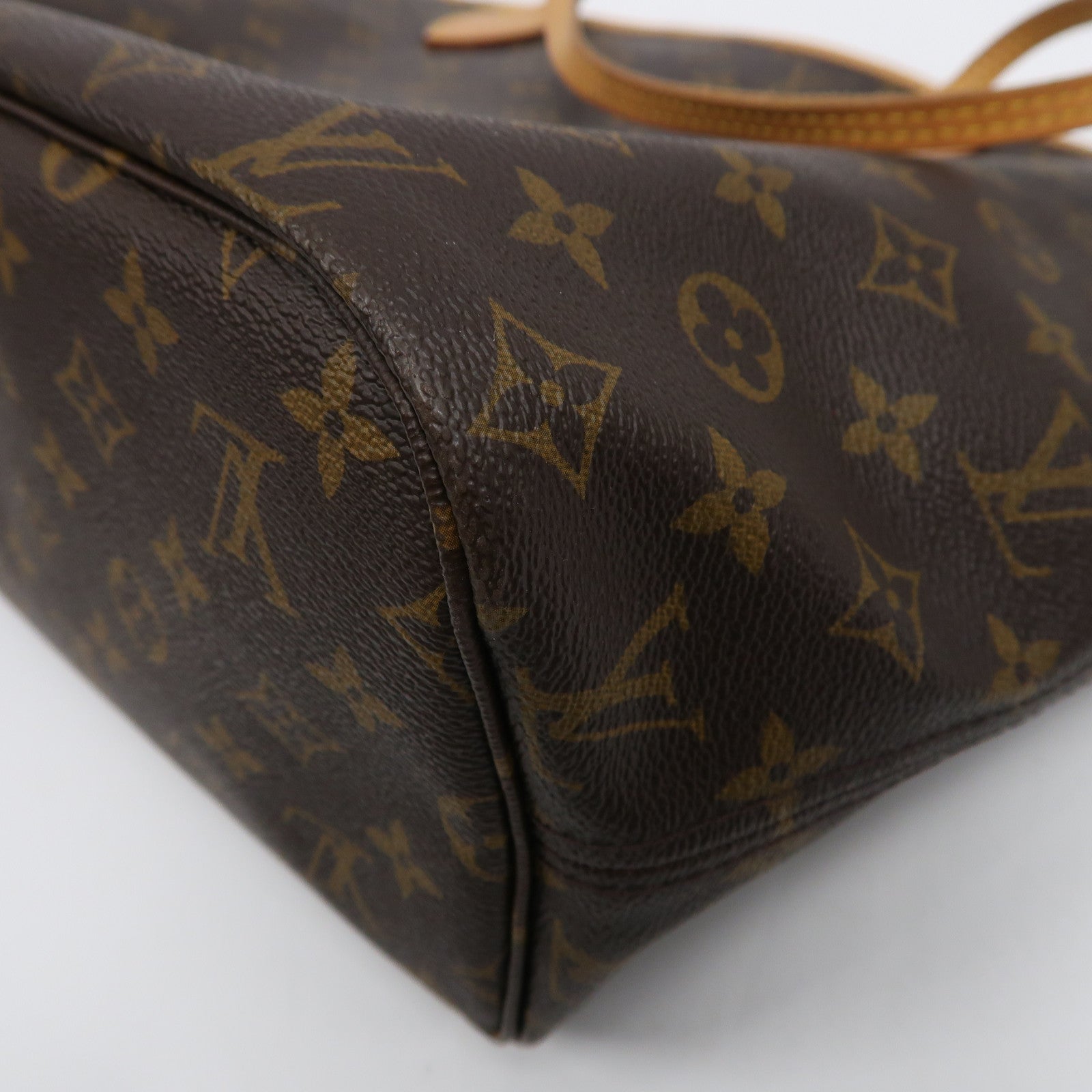 LOUIS VUITTON Monogram Neverfull MM金扣手挽袋啡色