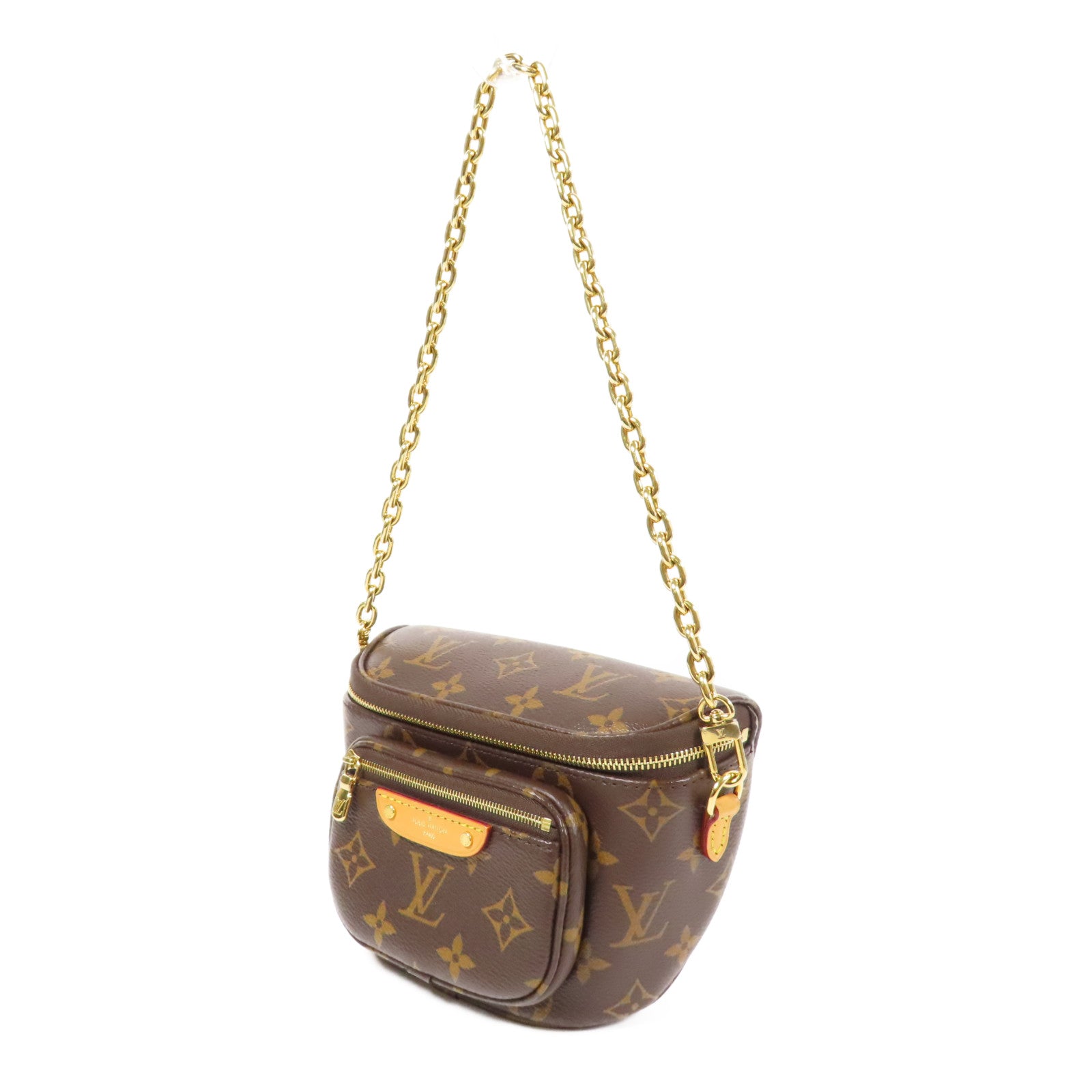 LOUIS VUITTON Monogram Mini Bumbag金扣手挽肩背兩用袋棕色