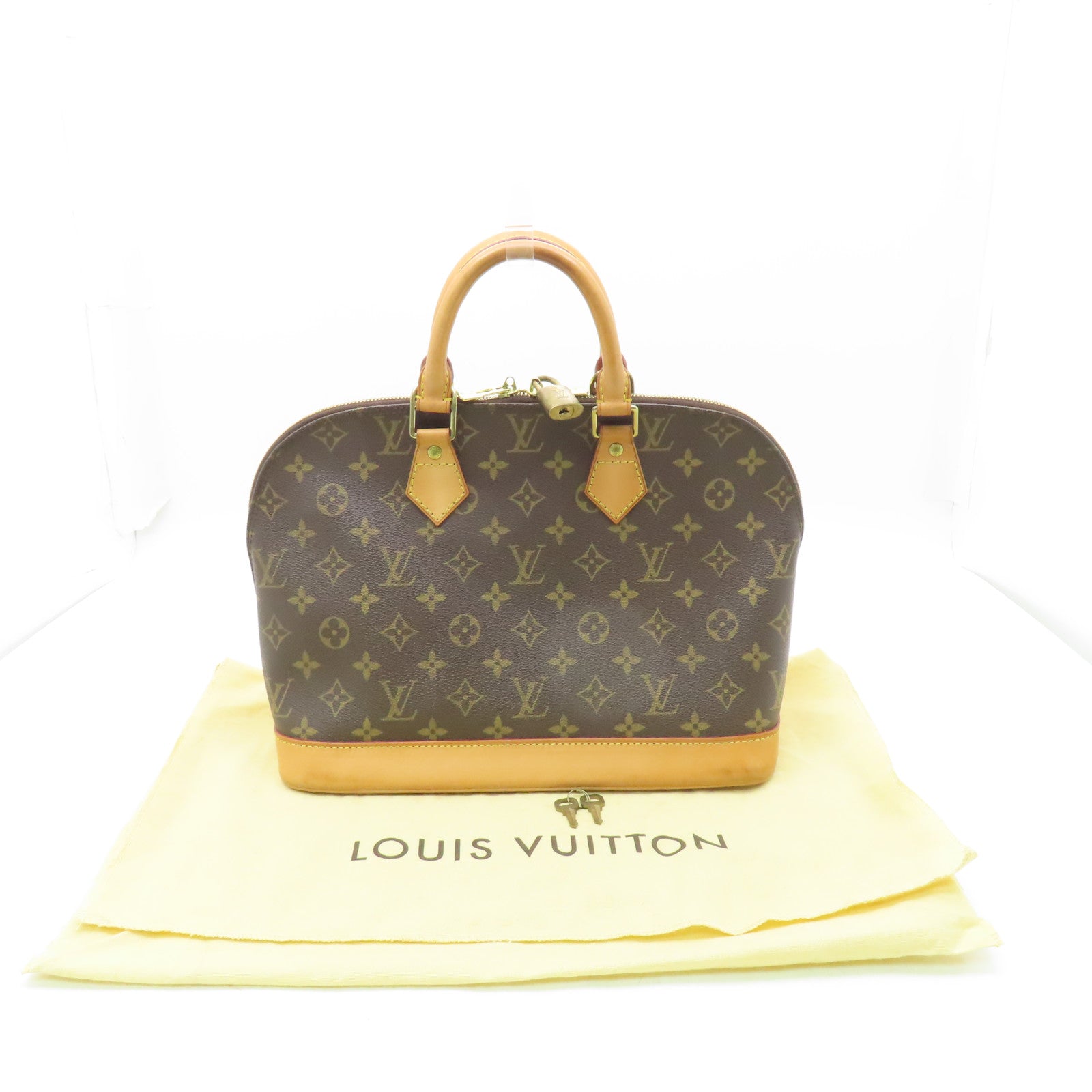 LOUIS VUITTON 【激減優惠】Monogram Alma MM金扣手挽袋棕色