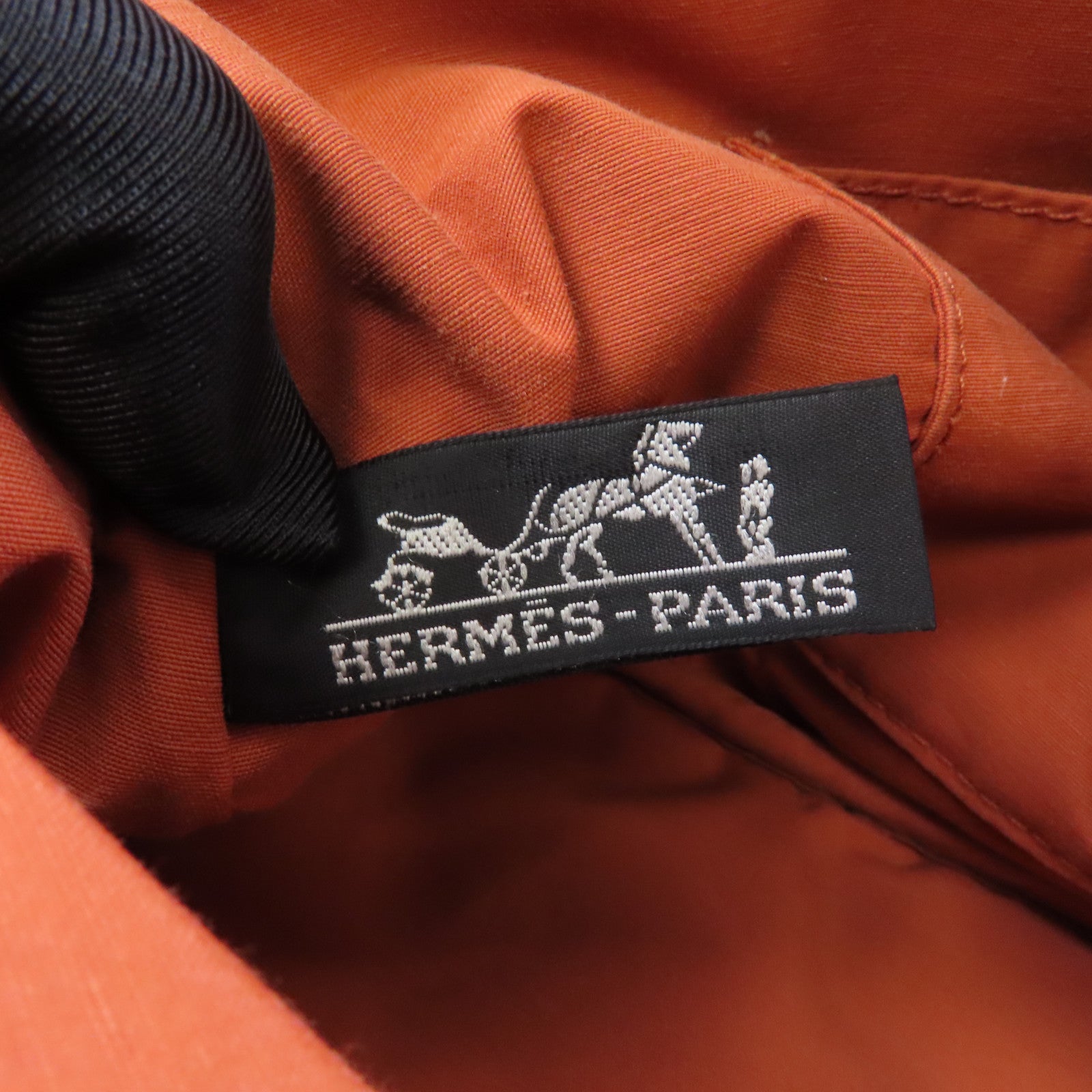 HERMES 帆布Bolide Pouch GM銀扣手拿包棕色