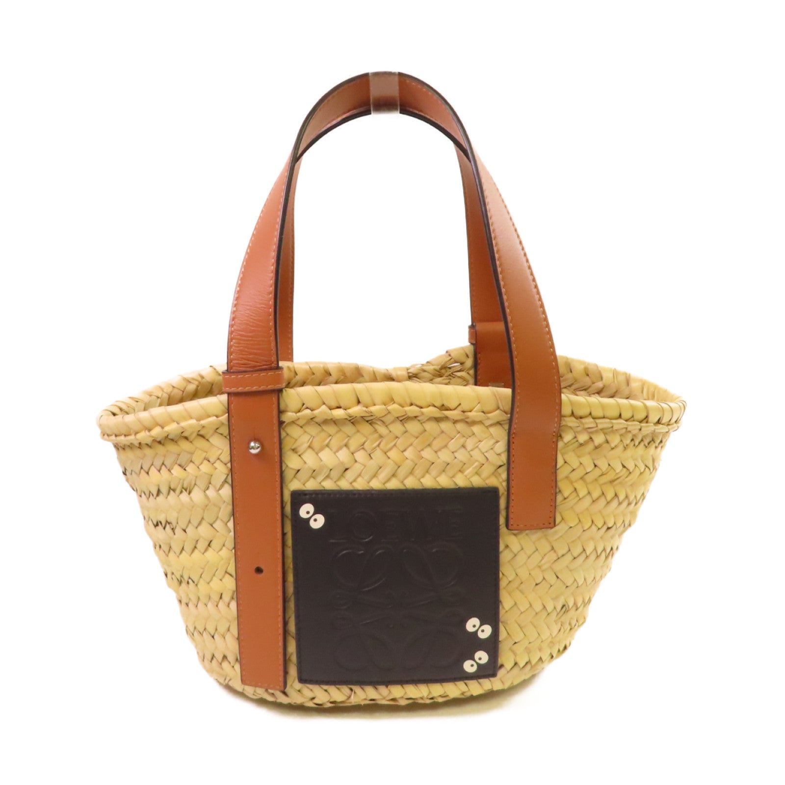 LOEWE 酒椰/牛皮皮革Studio Ghibli Dust Bunnies Small Basket Bag手挽袋杏色