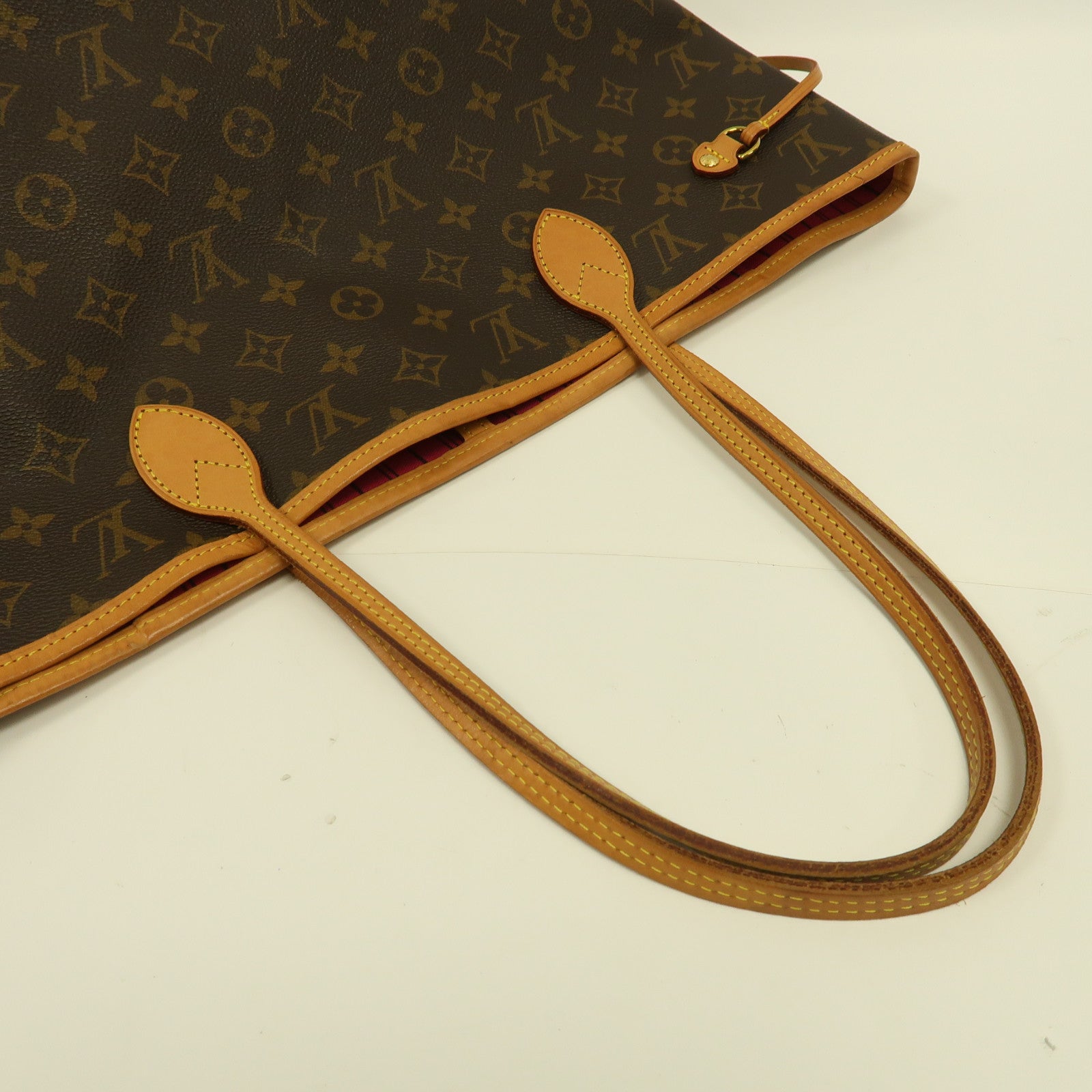 LOUIS VUITTON Monogram Neverfull MM金扣手挽袋啡色