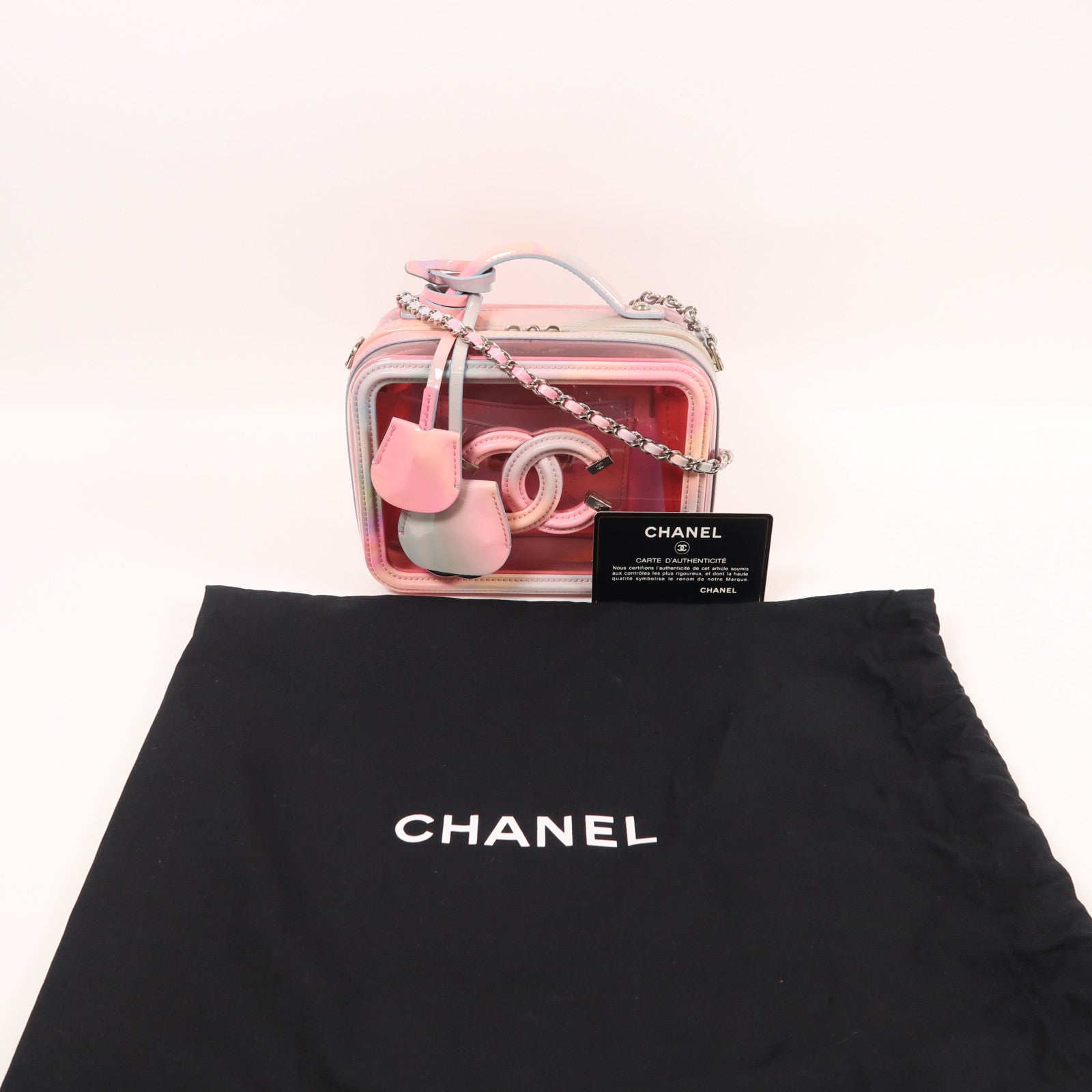 CHANEL PVC Vanity Case銀扣手挽肩背兩用袋