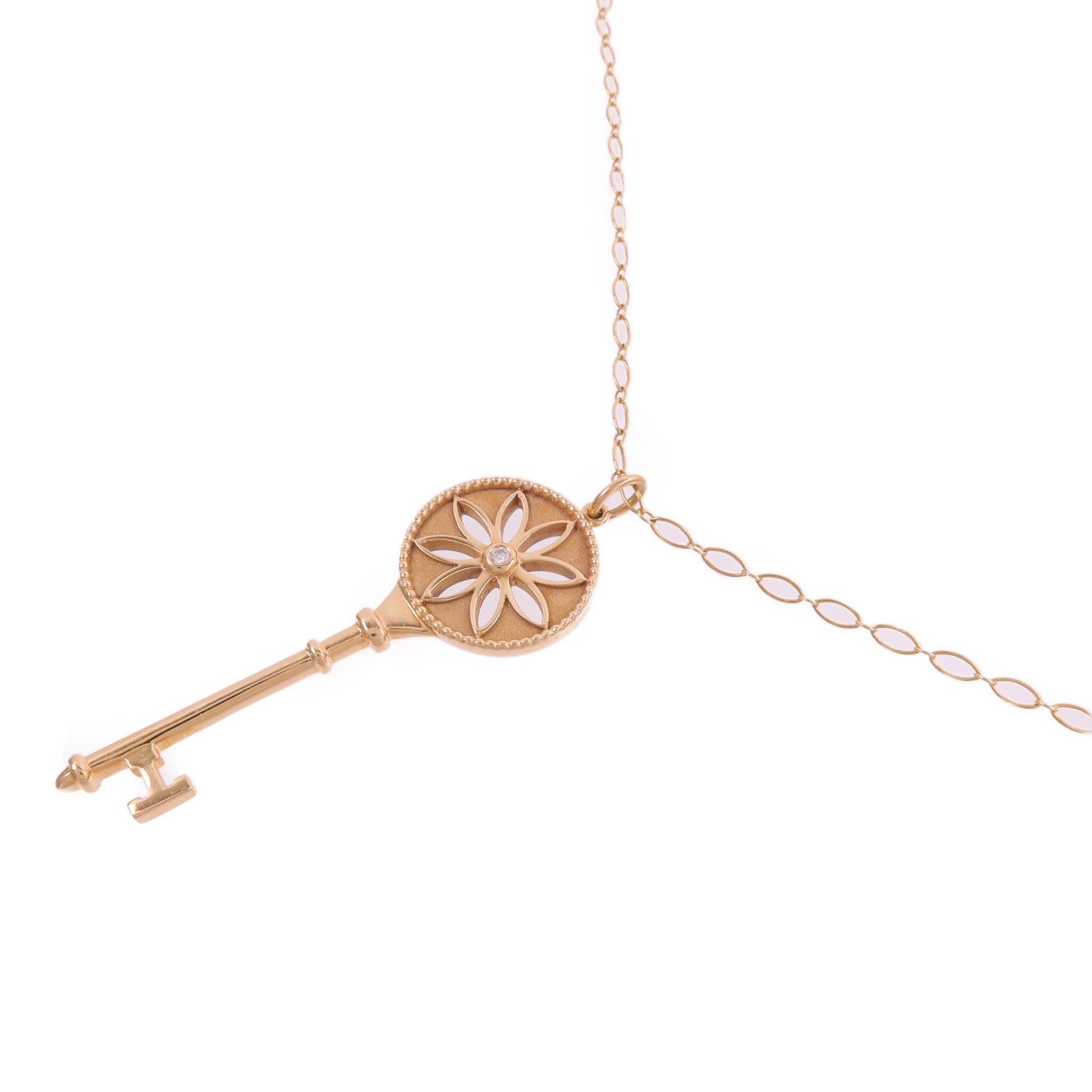 TIFFANY＆CO 18K玫瑰金Star Key Necklace鑽石項鍊