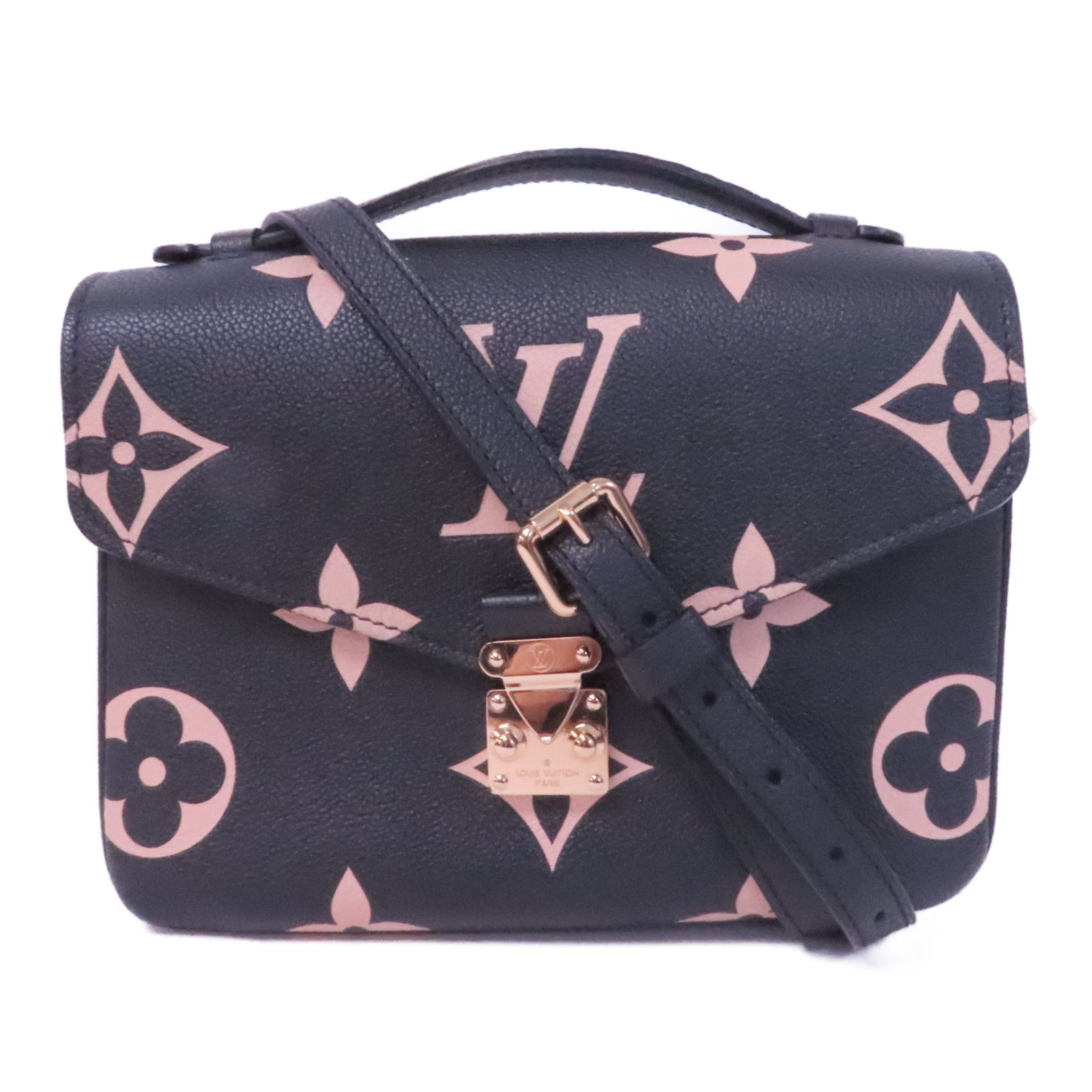 LOUIS VUITTON Monogram Empreinte Pochette Metis金扣手挽肩背两用袋黑色