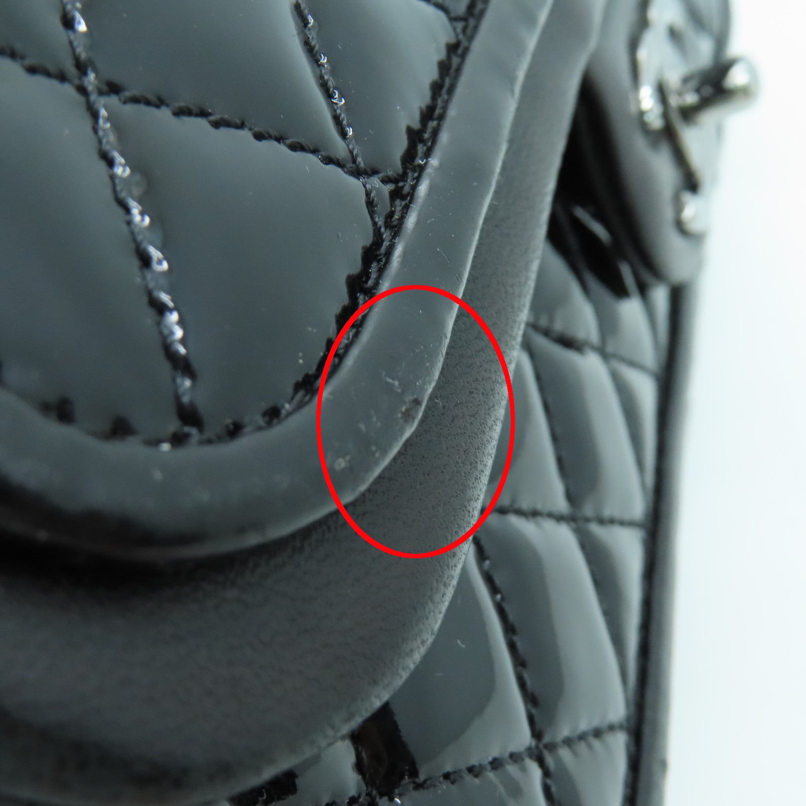 CHANEL 菱格漆皮皮革\Shoulder銀扣肩背袋黑色