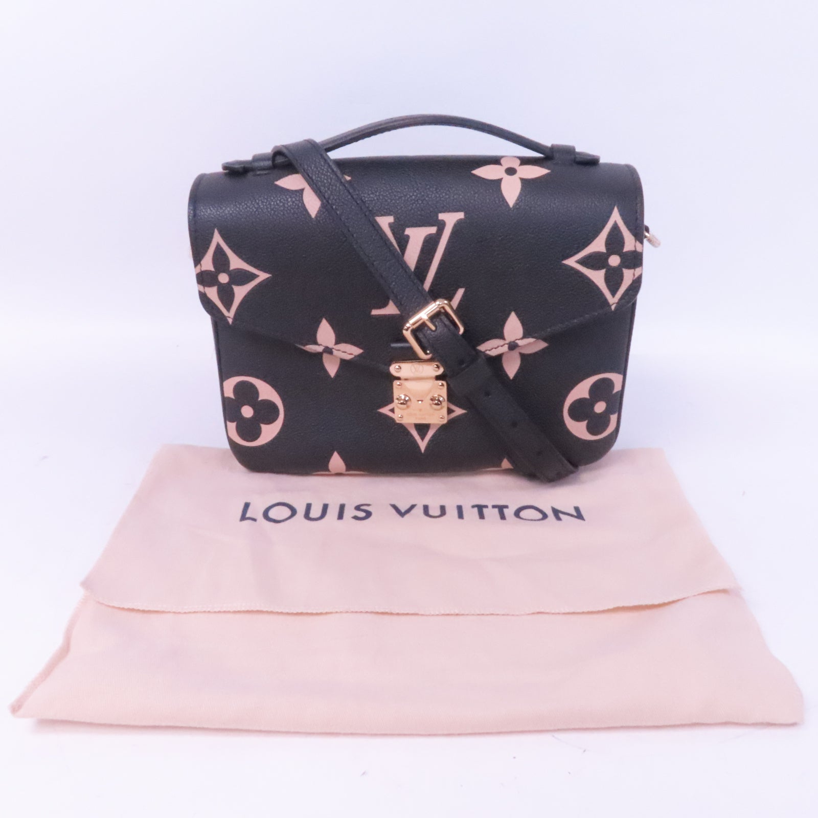 LOUIS VUITTON Monogram Empreinte Pochette Metis金扣手挽肩背两用袋黑色