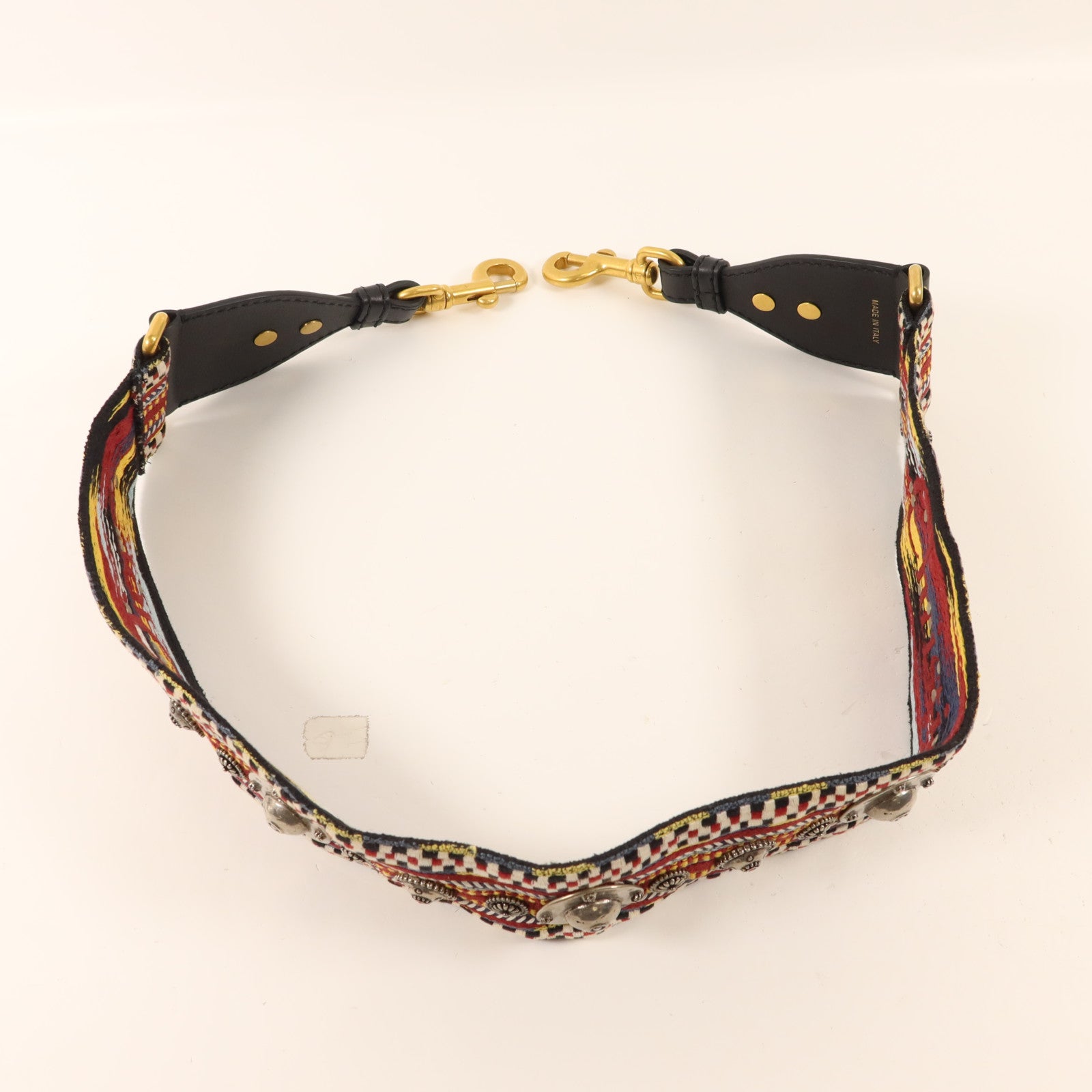 Dior 牛皮皮革/布料Medallion Embroidery Bag Strap金扣肩背帶