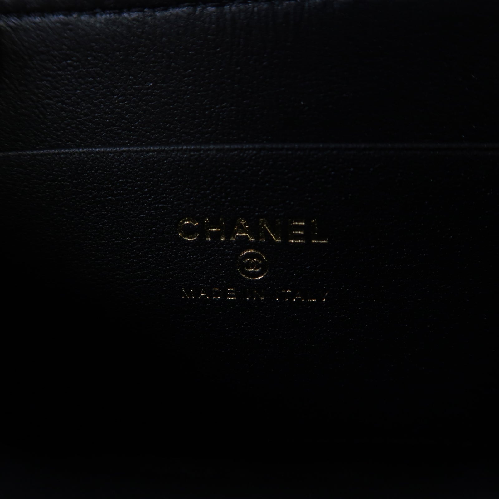 CHANEL 菱格羊皮皮革Card Case金扣卡片套黑色