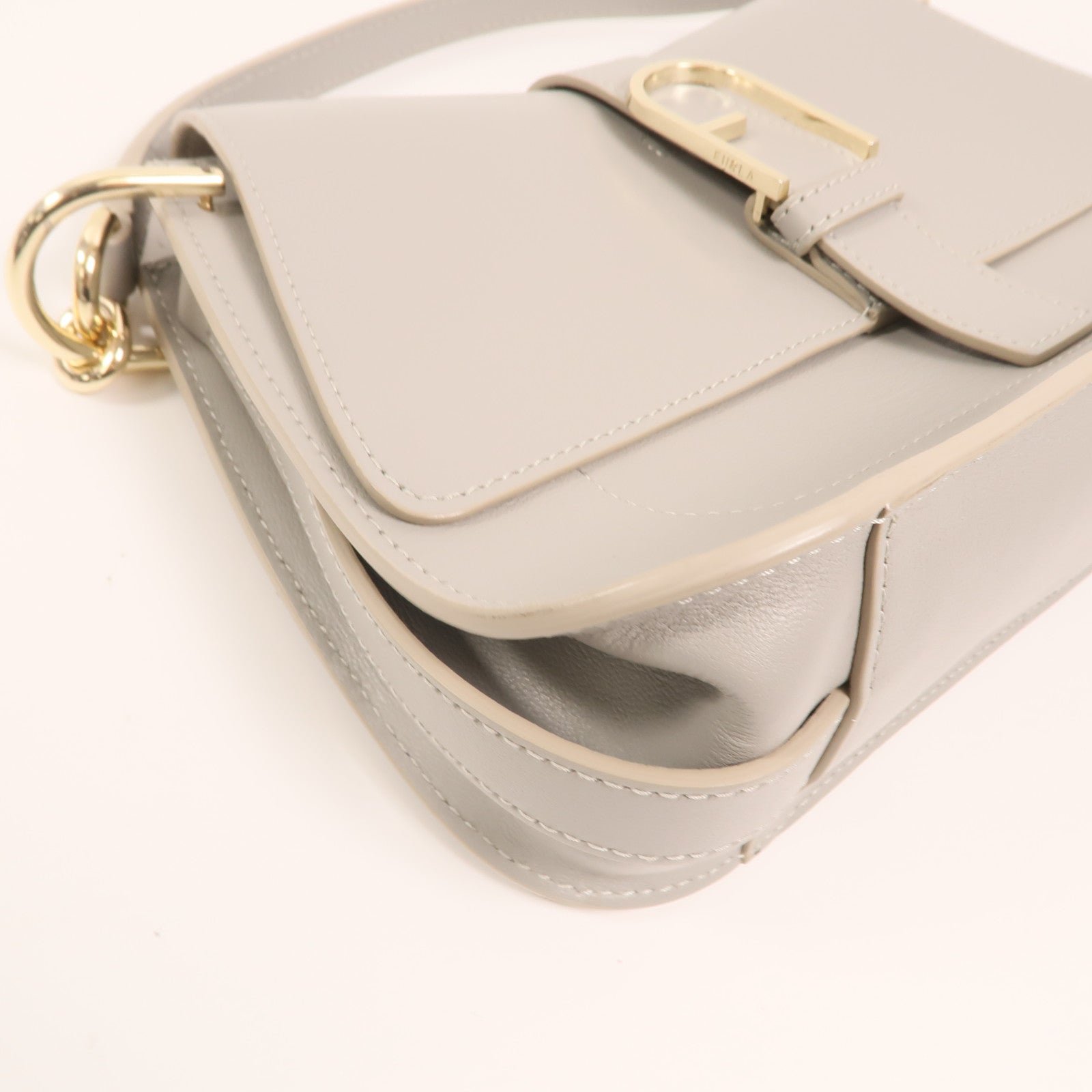 Furla 皮革Shoulder Bag金扣手挽肩背兩用袋