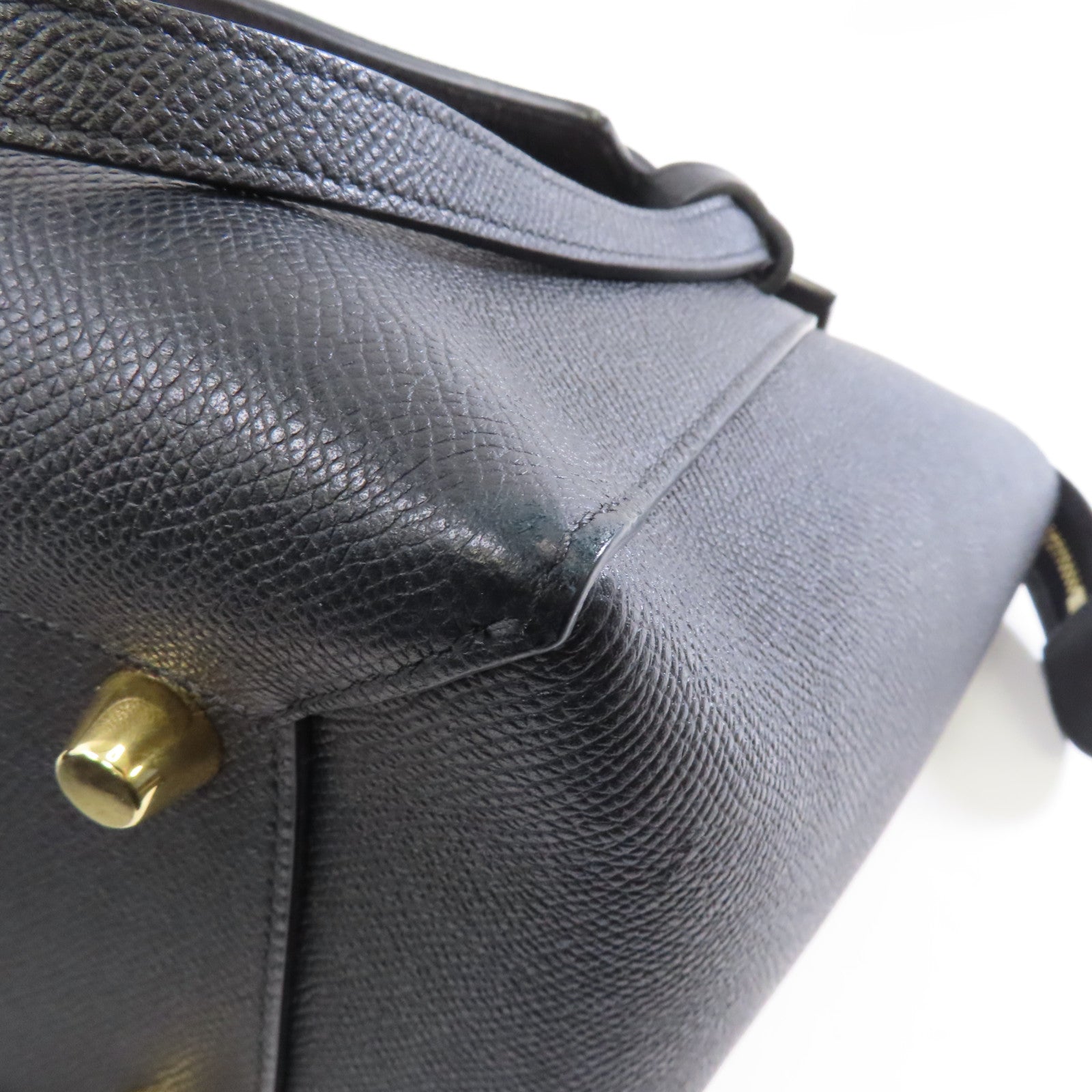 CELINE 牛皮皮革Belt Bag Mini金扣手挽肩背兩用袋黑色