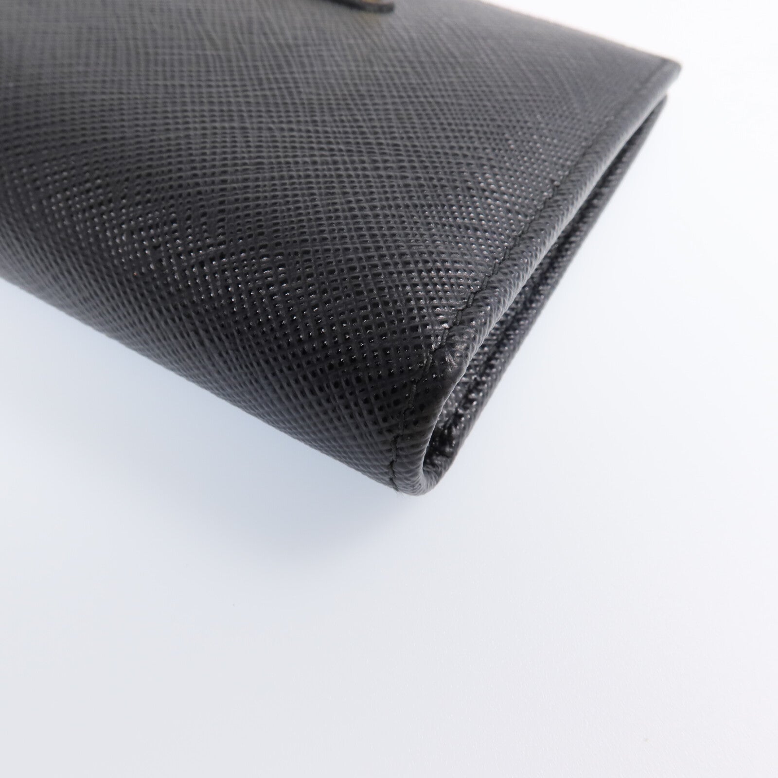 PRADA Saffiano皮革Fold Wallet金扣錢包