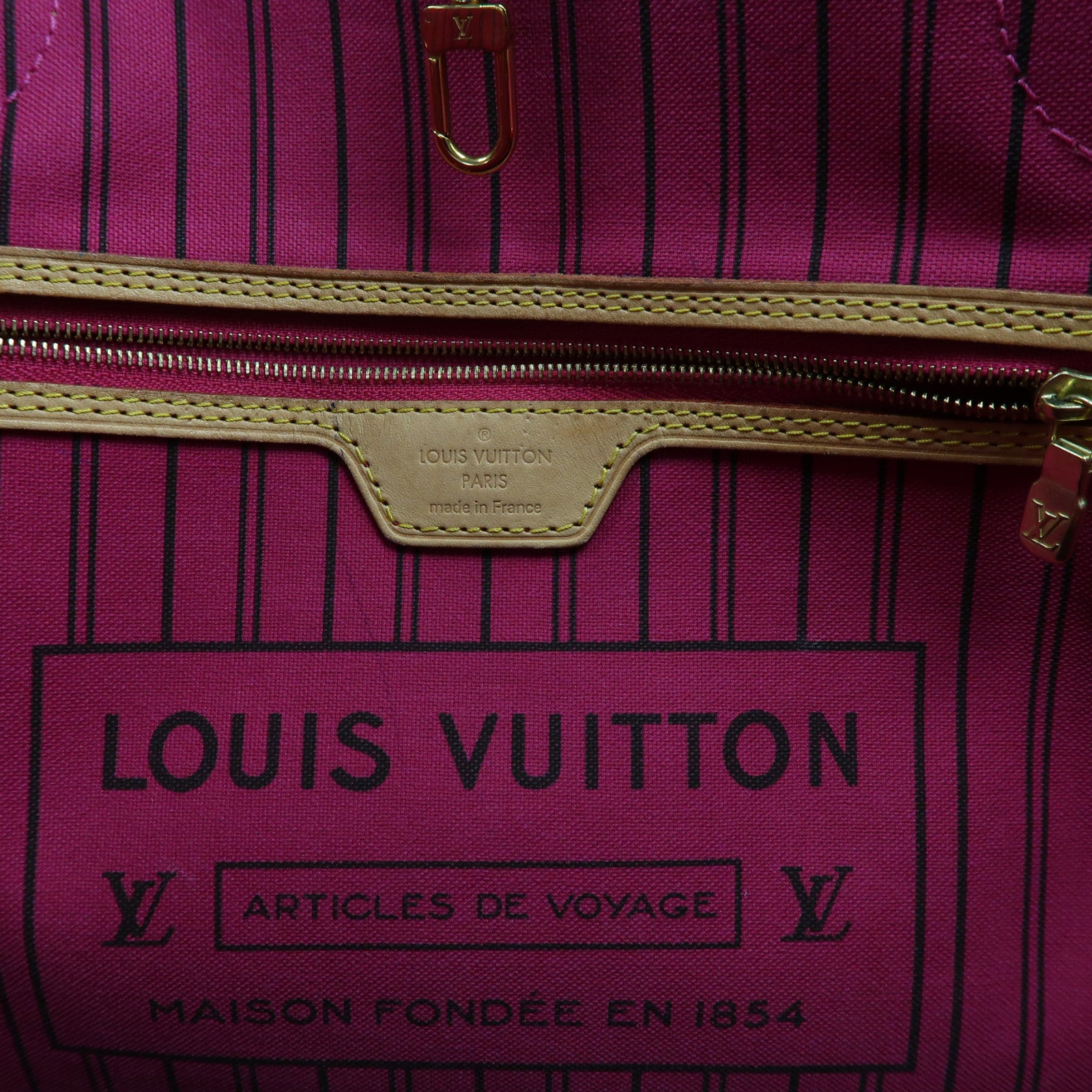 LOUIS VUITTON Monogram Neverfull MM金扣手挽袋啡色