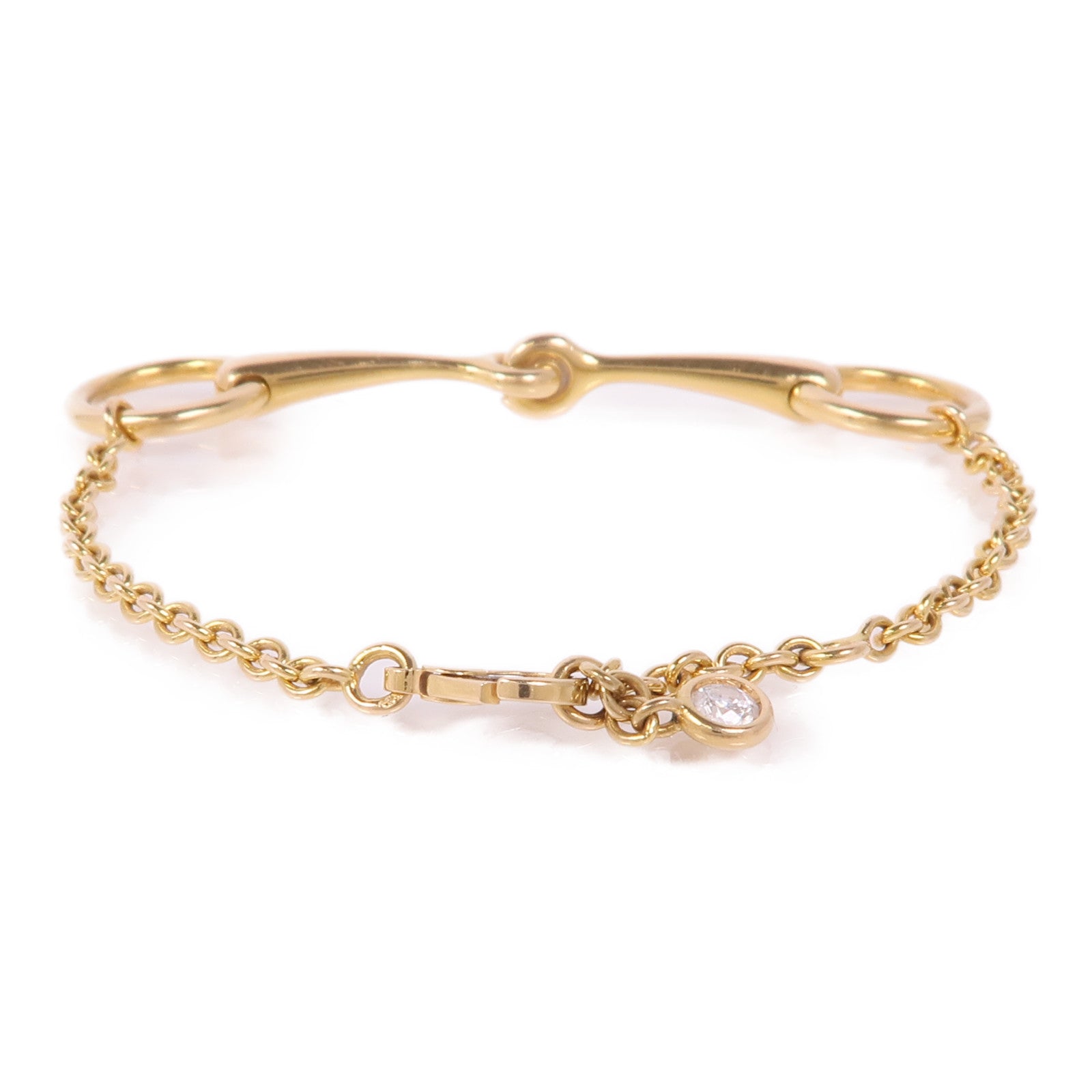 HERMES Filet D'or Bracelet Diamond 18K Yellow Gold
