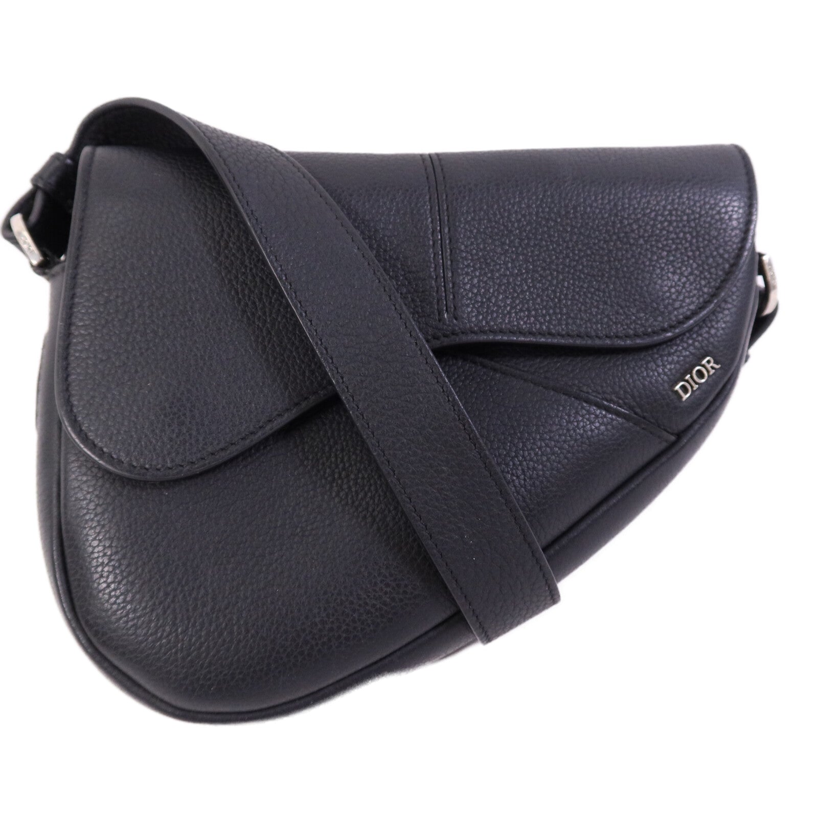 Dior 【激減優惠】牛皮皮革Mini Saddle銀扣肩背袋