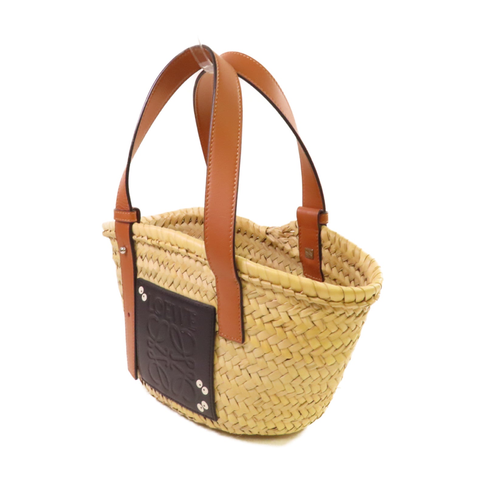 LOEWE 酒椰/牛皮皮革Studio Ghibli Dust Bunnies Small Basket Bag手挽袋杏色