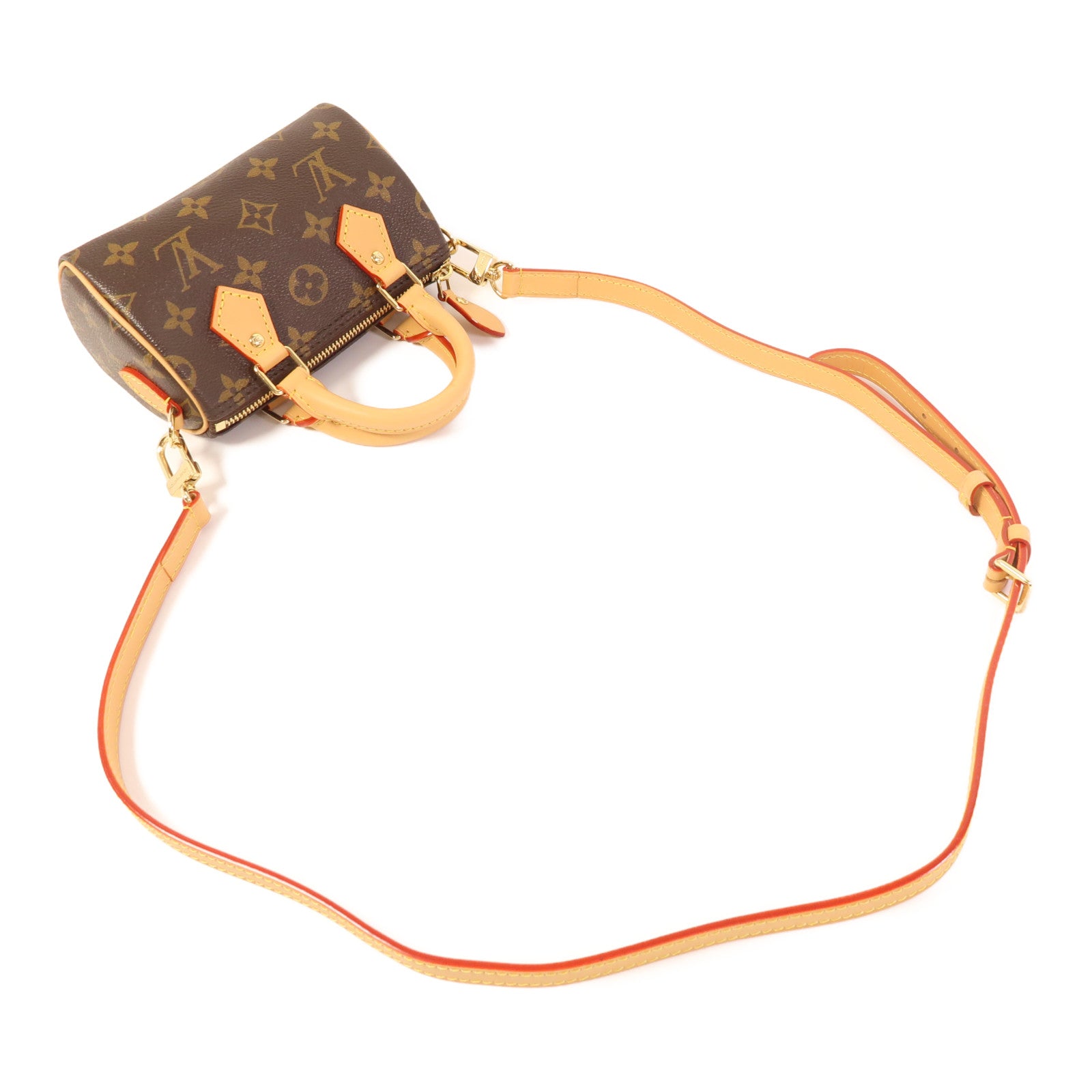 LOUIS VUITTON Monogram Nano Speedy金扣手挽肩背兩用袋