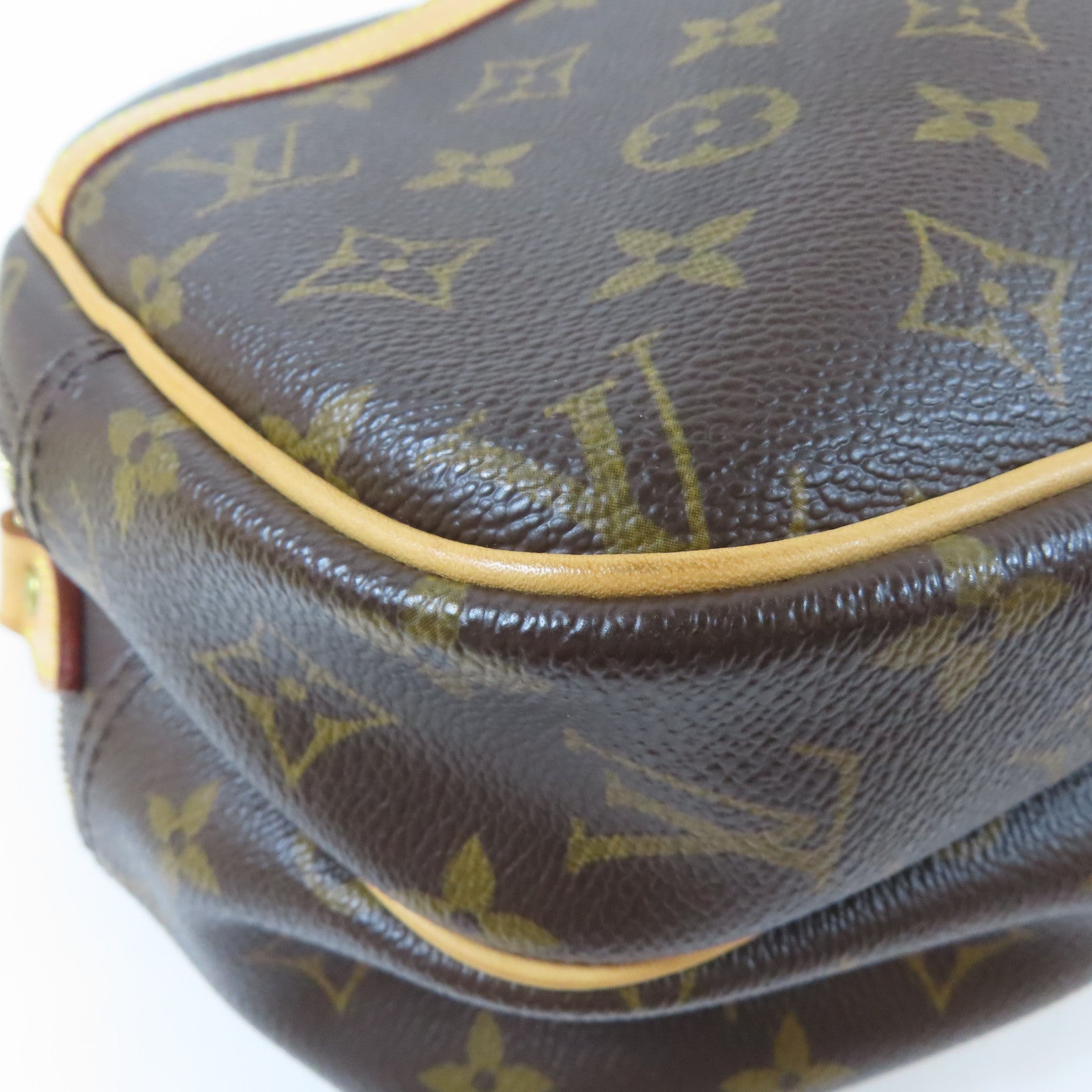 LOUIS VUITTON Monogram Reporter PM金扣肩背袋啡色