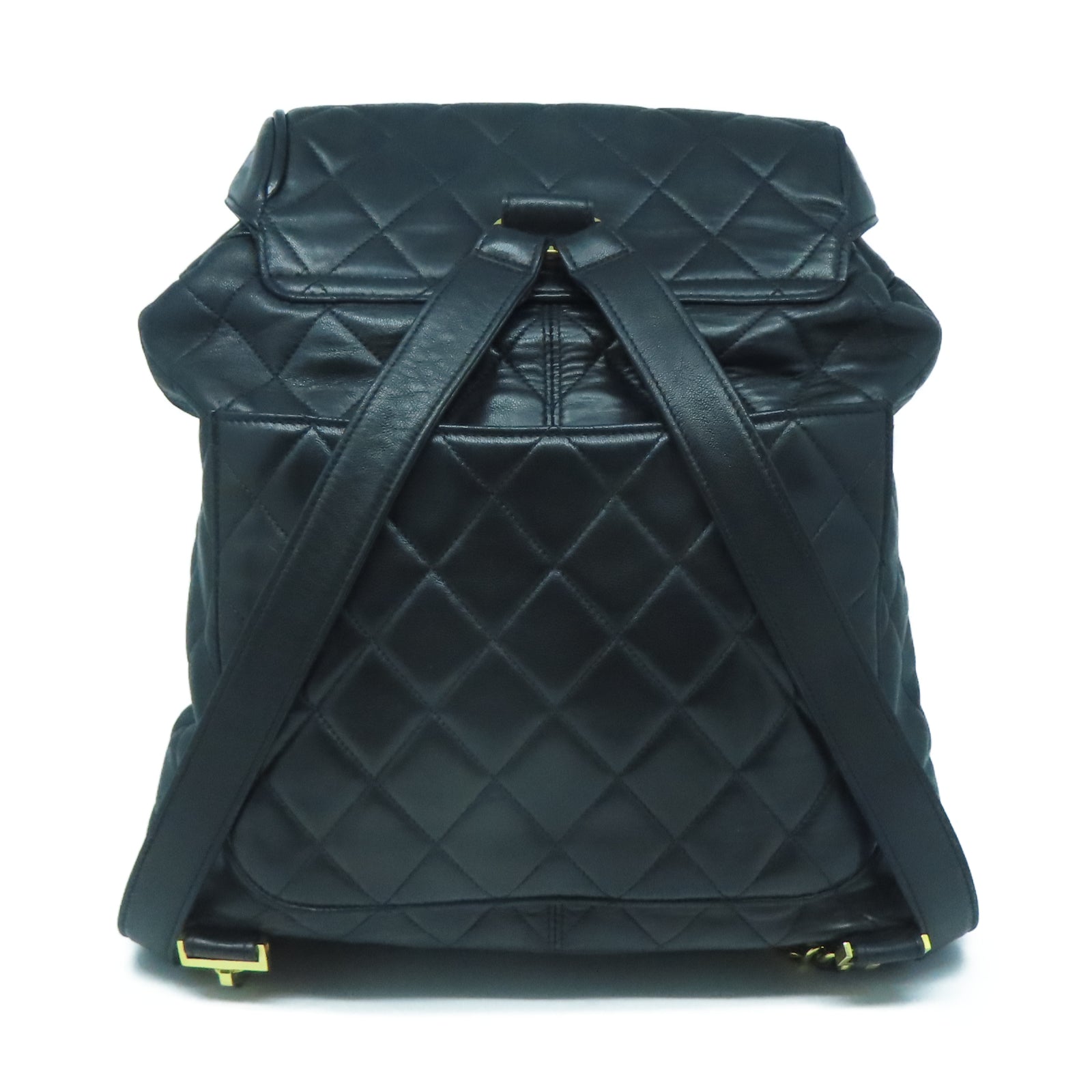CHANEL 【激減優惠】羊皮皮革Rucksack金扣背包黑色