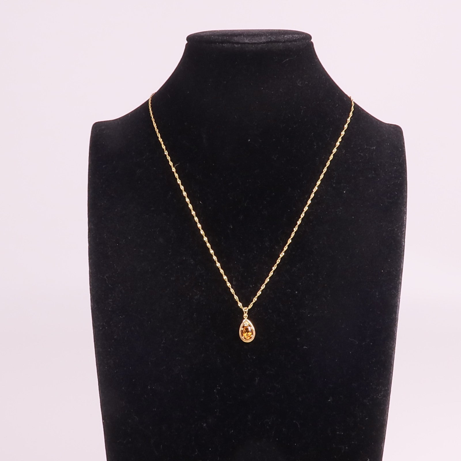 JEWELRY 14K黃金Citrine Diamond Necklace黄水晶/鑽石項鍊