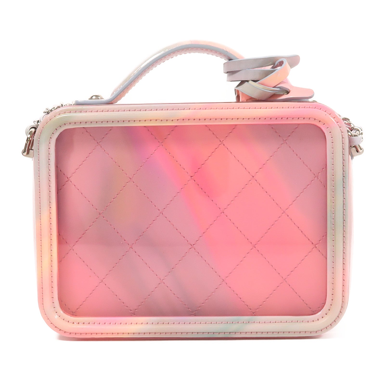 CHANEL PVC Vanity Case銀扣手挽肩背兩用袋