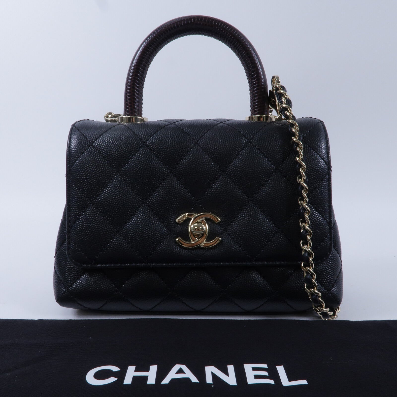 CHANEL 牛皮皮革Mini Coco Handle手挽肩背兩用袋