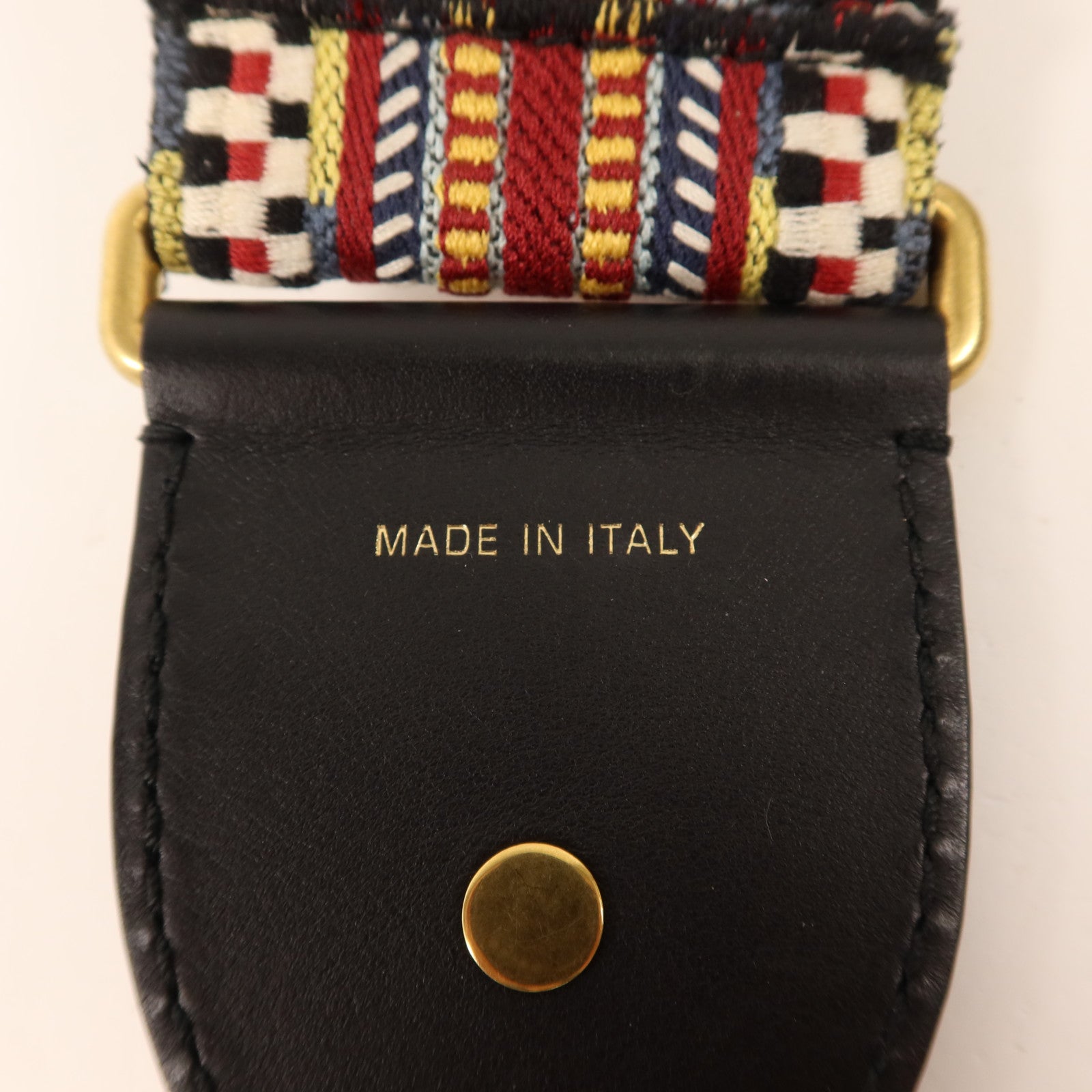 Dior 牛皮皮革/布料Medallion Embroidery Bag Strap金扣肩背帶