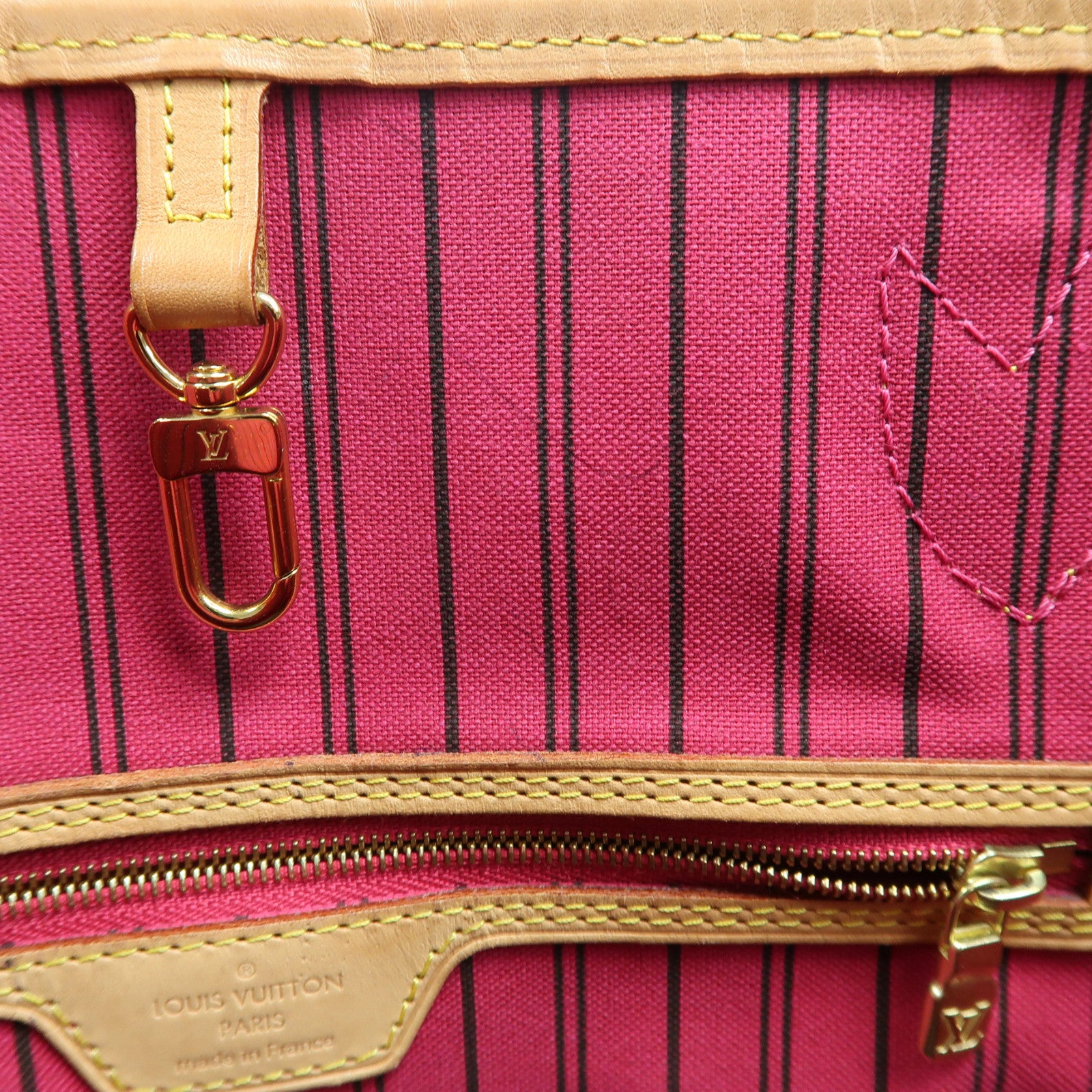 LOUIS VUITTON Monogram Neverfull MM金扣手挽袋啡色