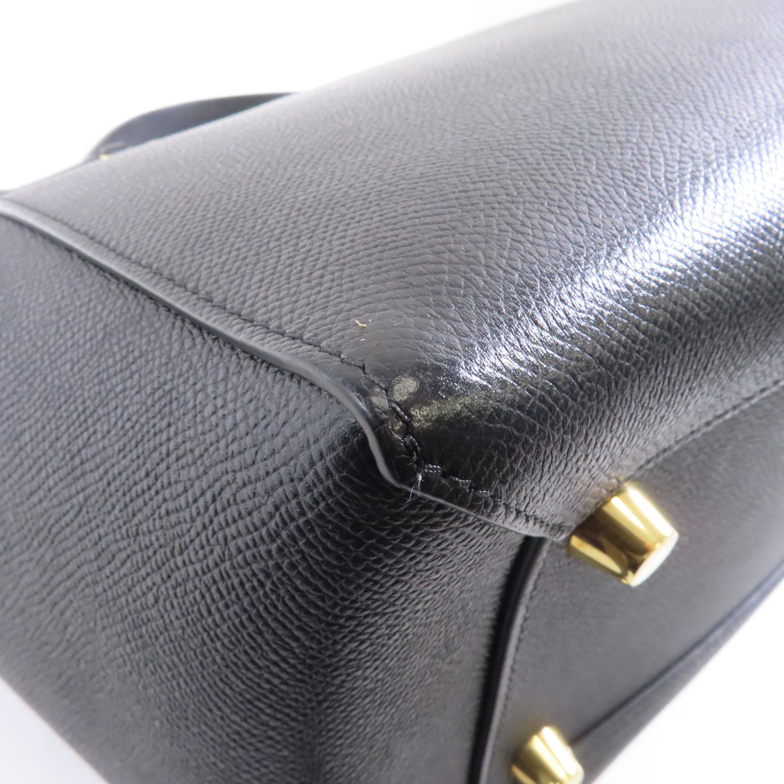 CELINE 牛皮皮革Belt Bag Mini金扣手挽肩背兩用袋黑色