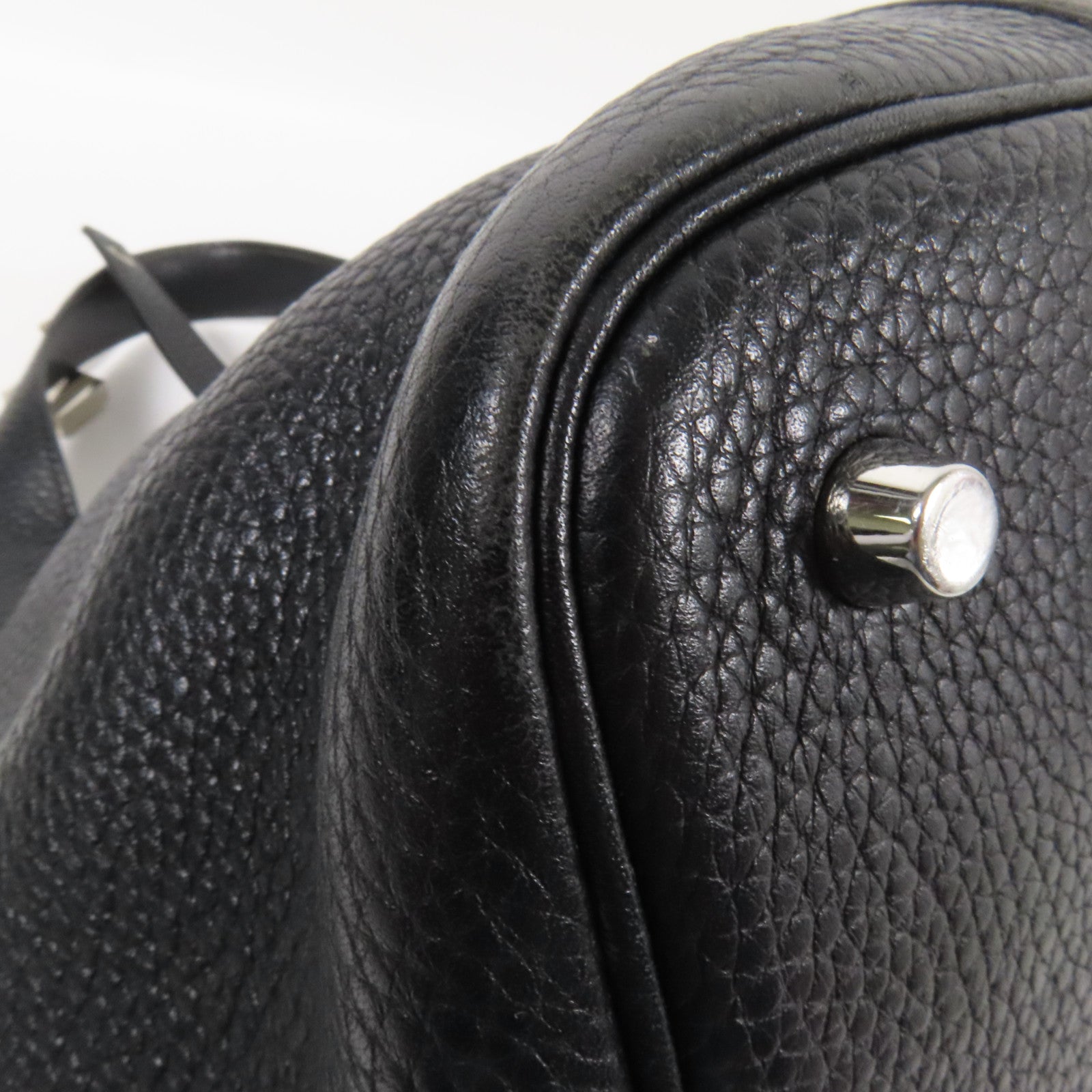 HERMES Clemence皮革Picotin MM銀扣手挽袋Noir