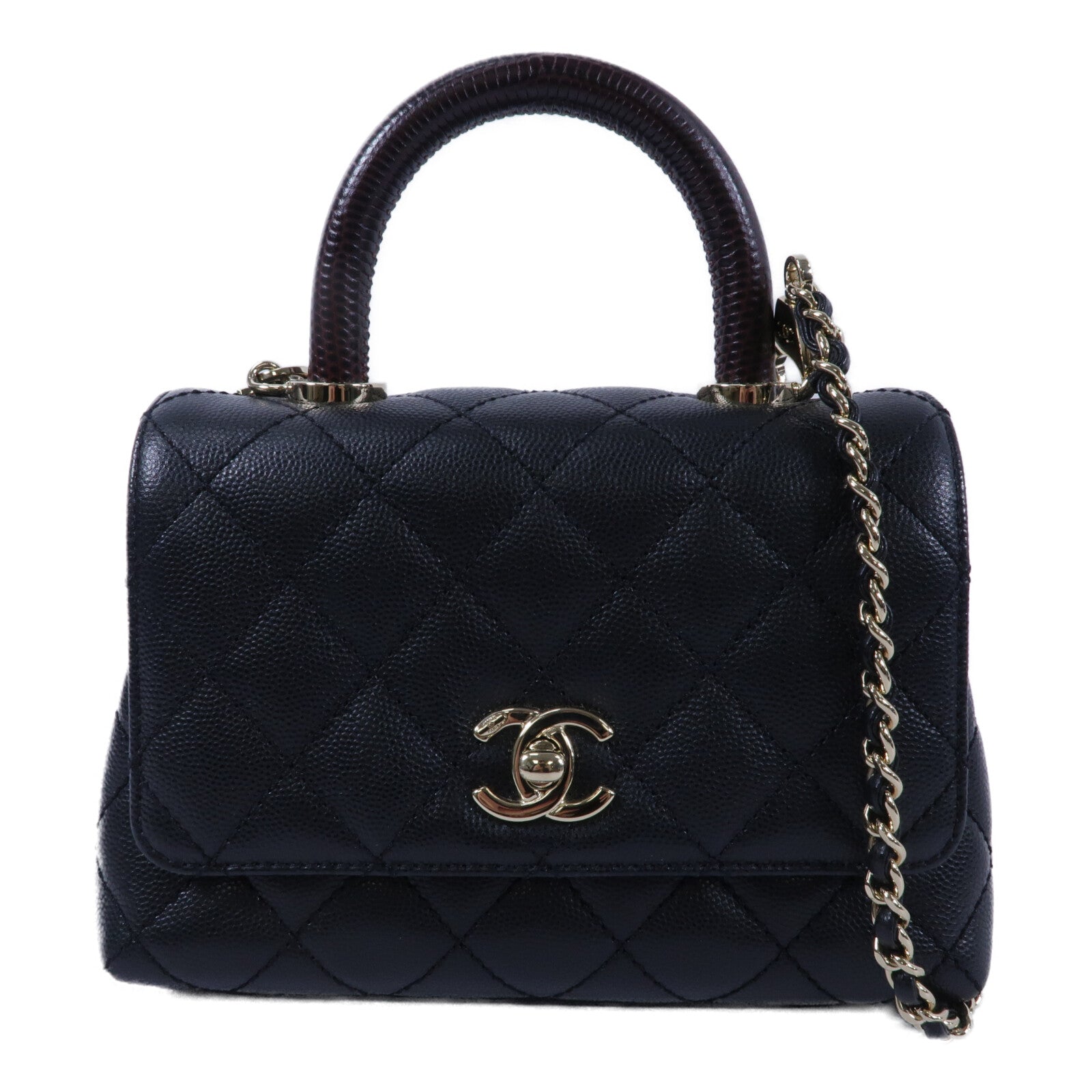 CHANEL 牛皮皮革Mini Coco Handle手挽肩背兩用袋