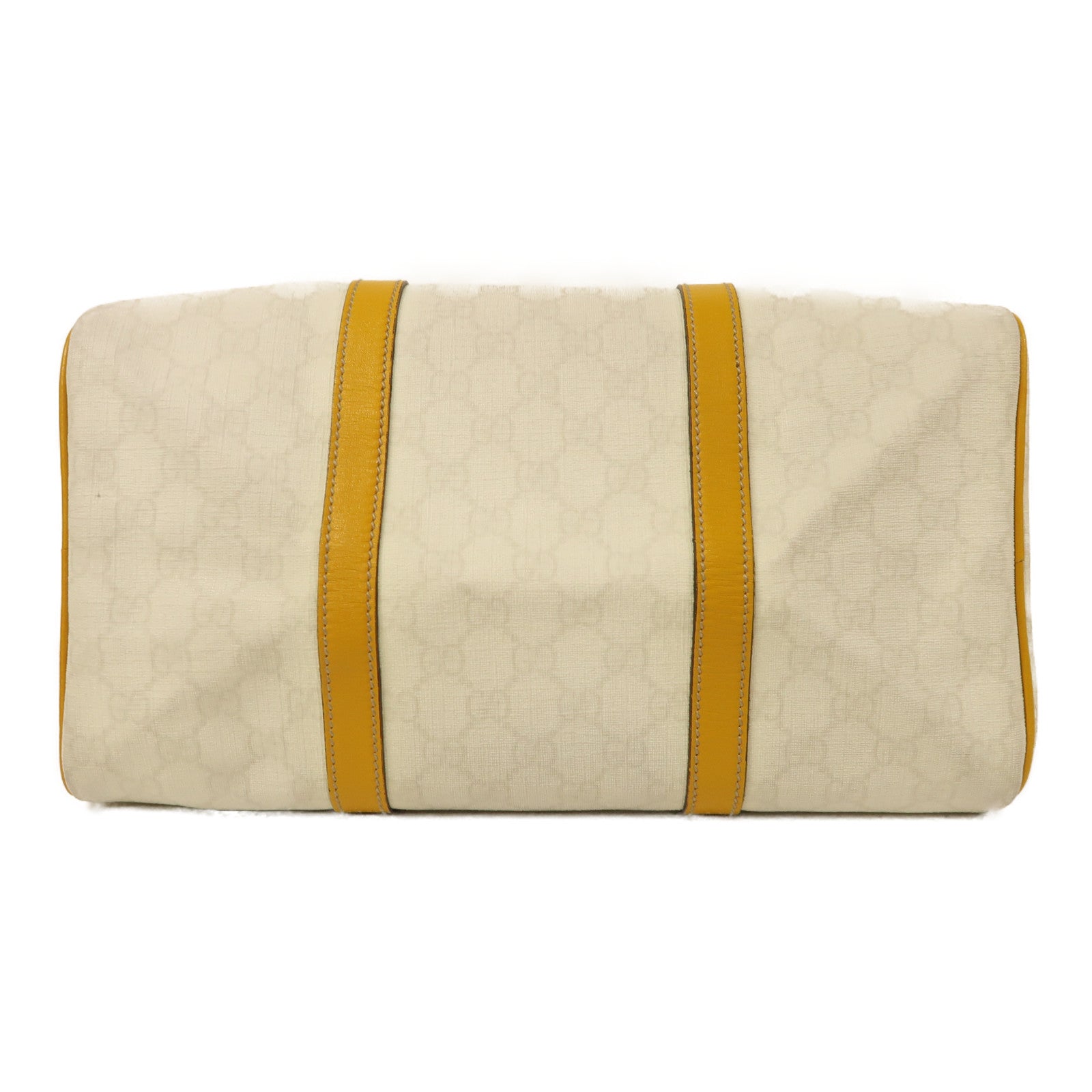 GUCCI 塗層帆布Boston Bag金扣手挽袋白色/黃色