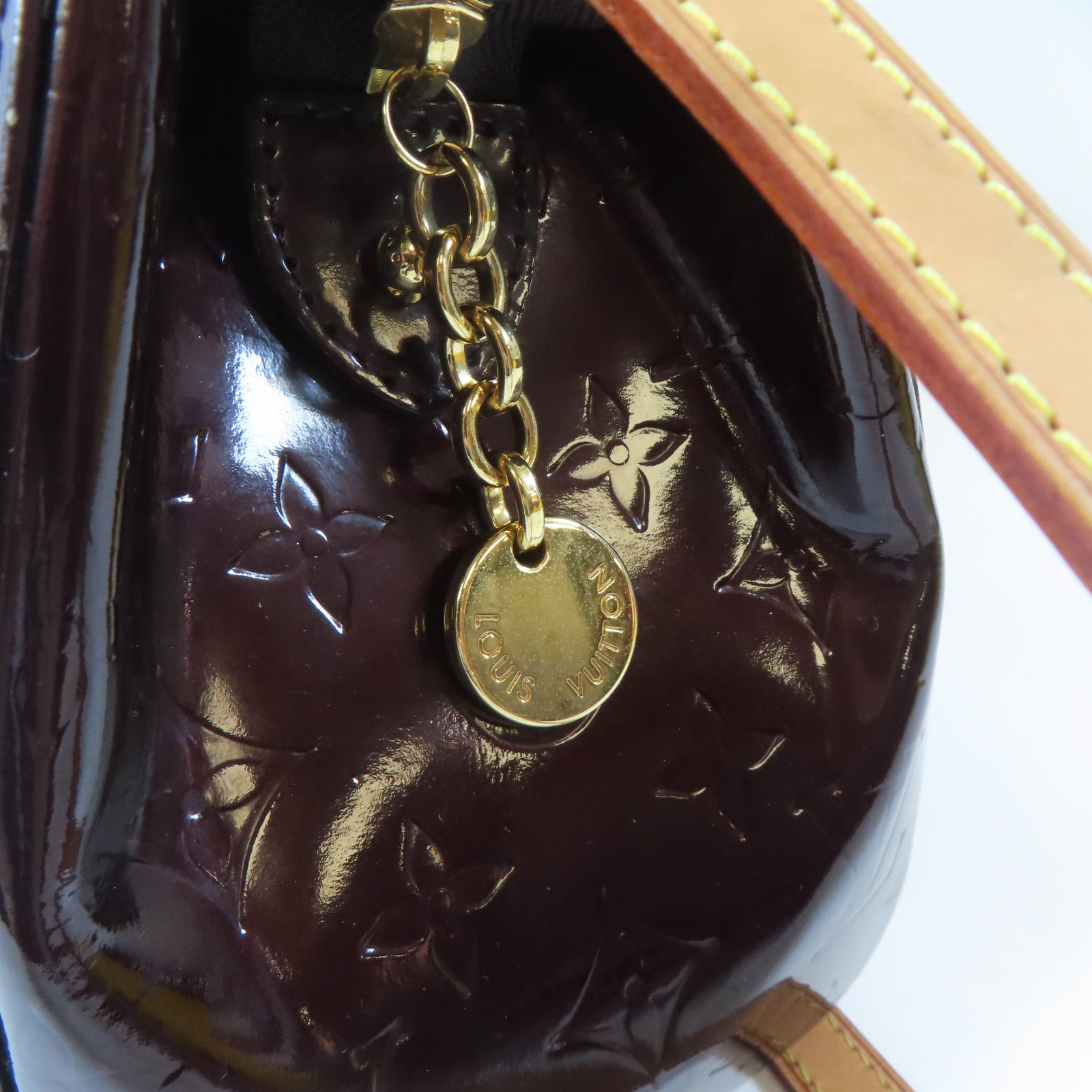 LOUIS VUITTON 【激減優惠】Monogram Vernis Brea MM金扣手挽肩背兩用袋酒紅色