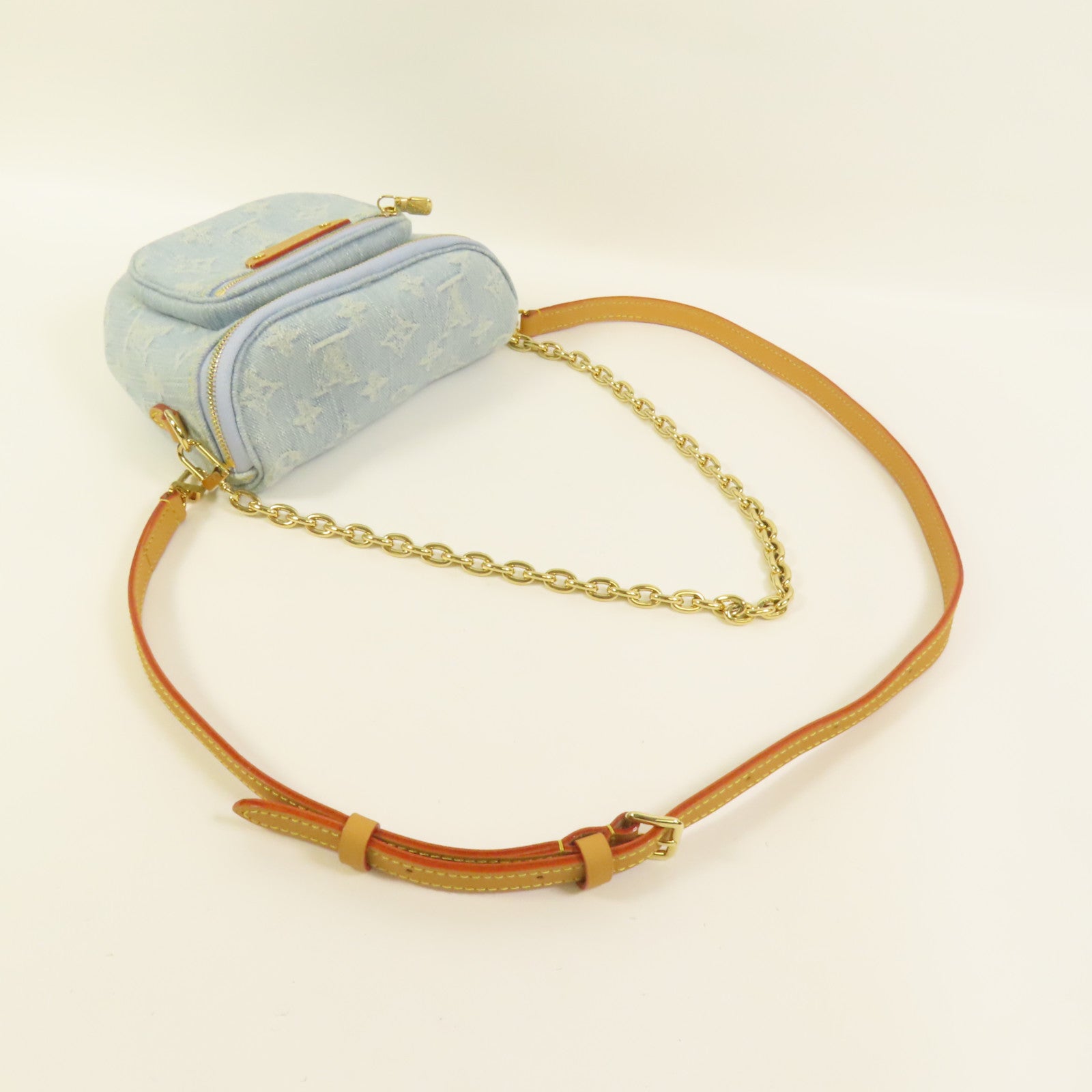 LOUIS VUITTON Monogram Denim Mini Bumbag金扣手挽肩背兩用袋