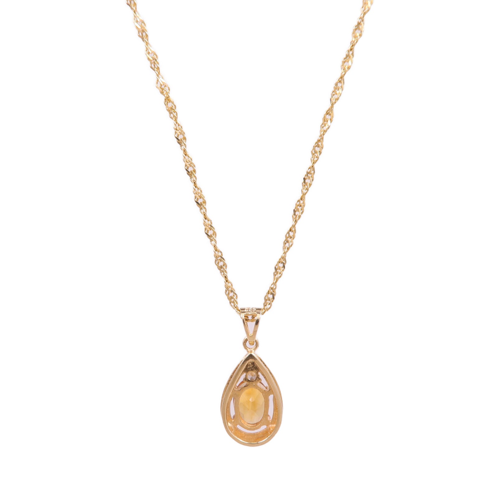 JEWELRY 14K黃金Citrine Diamond Necklace黄水晶/鑽石項鍊