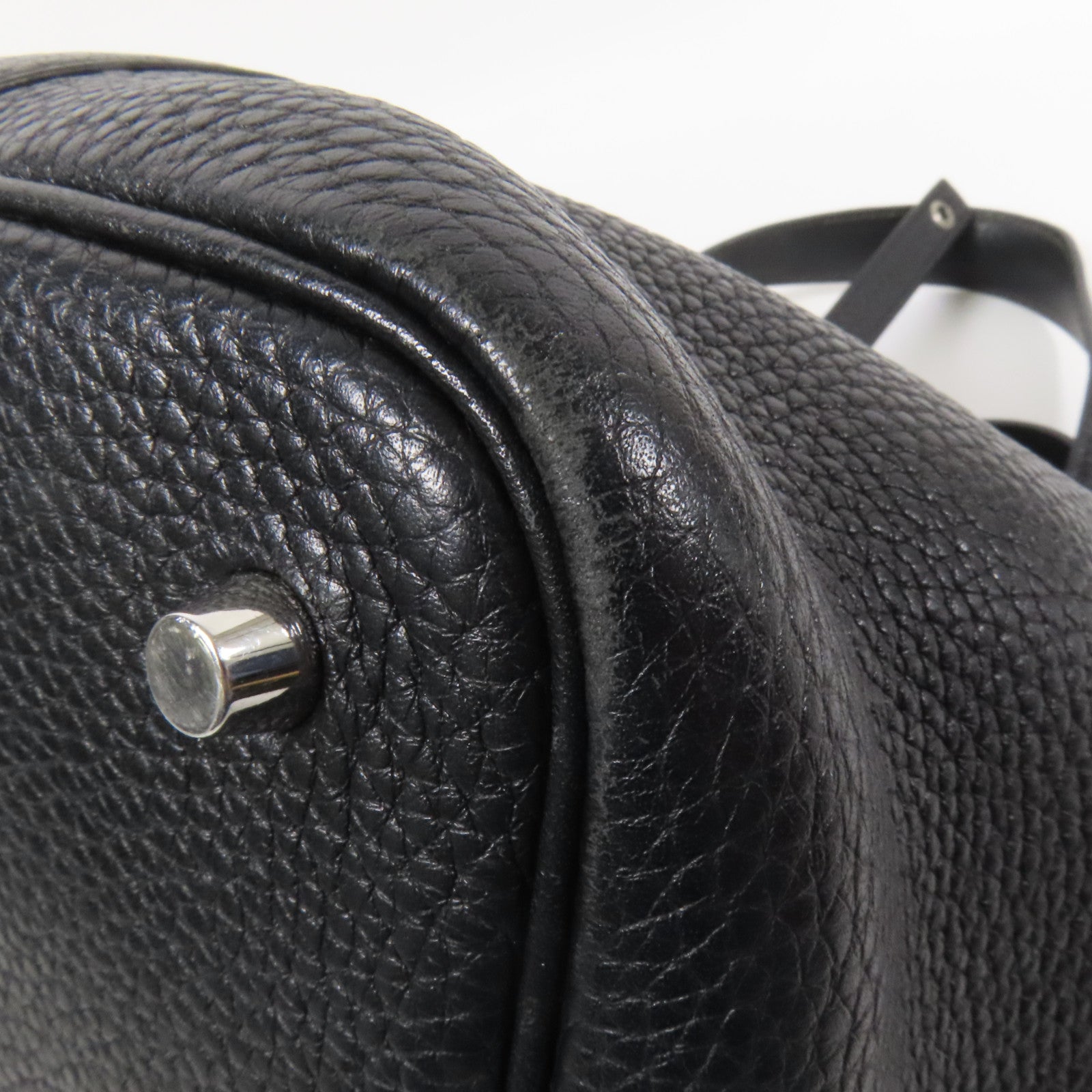 HERMES Clemence皮革Picotin MM銀扣手挽袋Noir