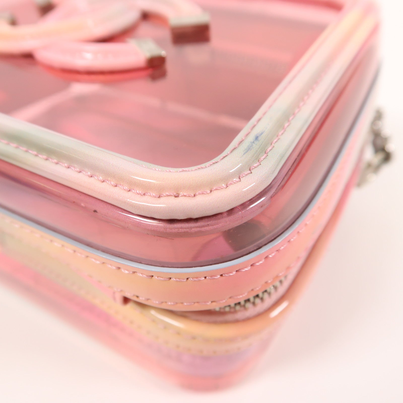 CHANEL PVC Vanity Case銀扣手挽肩背兩用袋