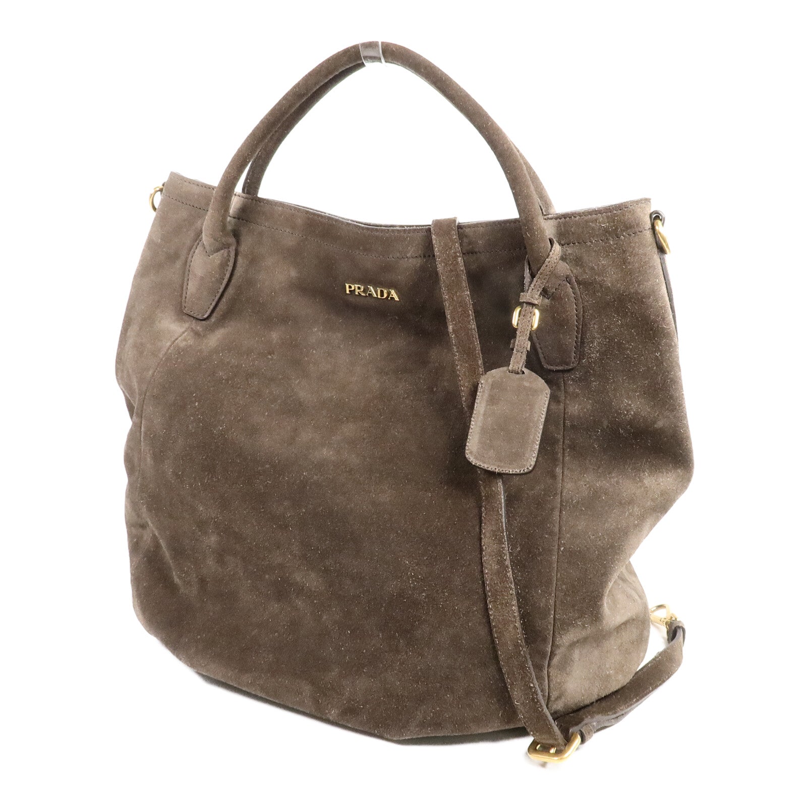PRADA 麂皮皮革Borsa in Camoscio手挽肩背兩用袋