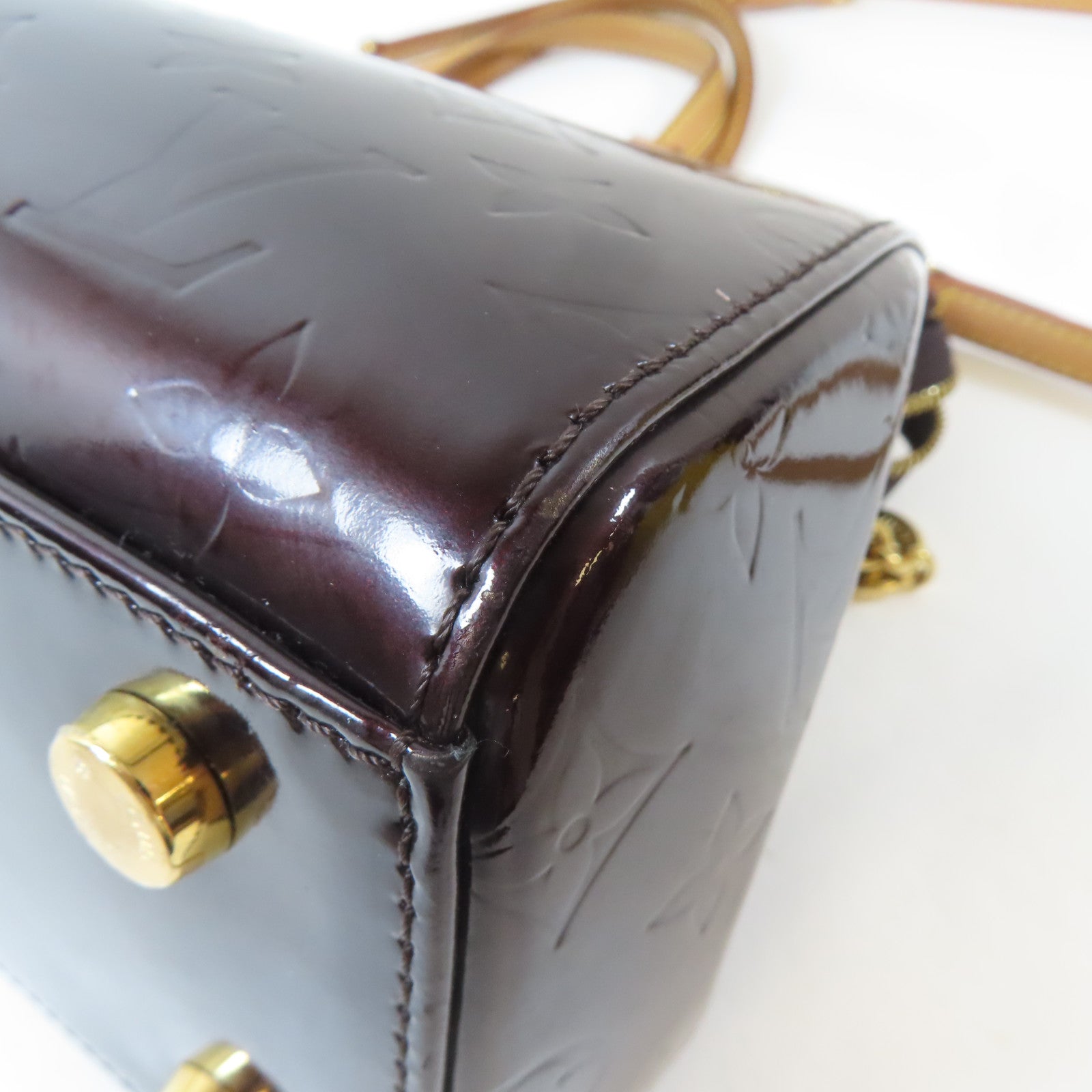 LOUIS VUITTON 【激減優惠】Monogram Vernis Brea MM金扣手挽肩背兩用袋酒紅色