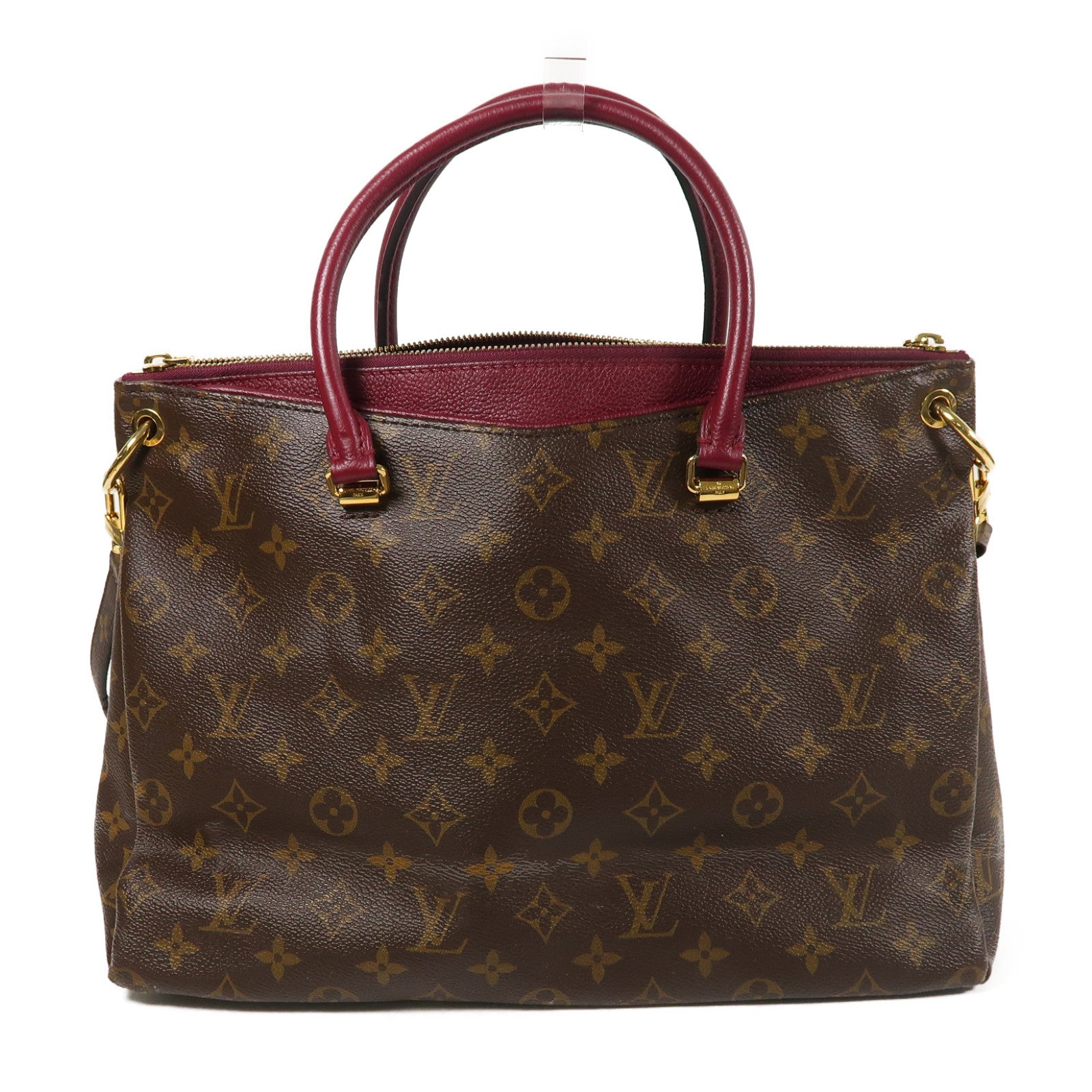 LOUIS VUITTON Monogram Pallas金扣手挽肩背兩用袋棕色/紫色