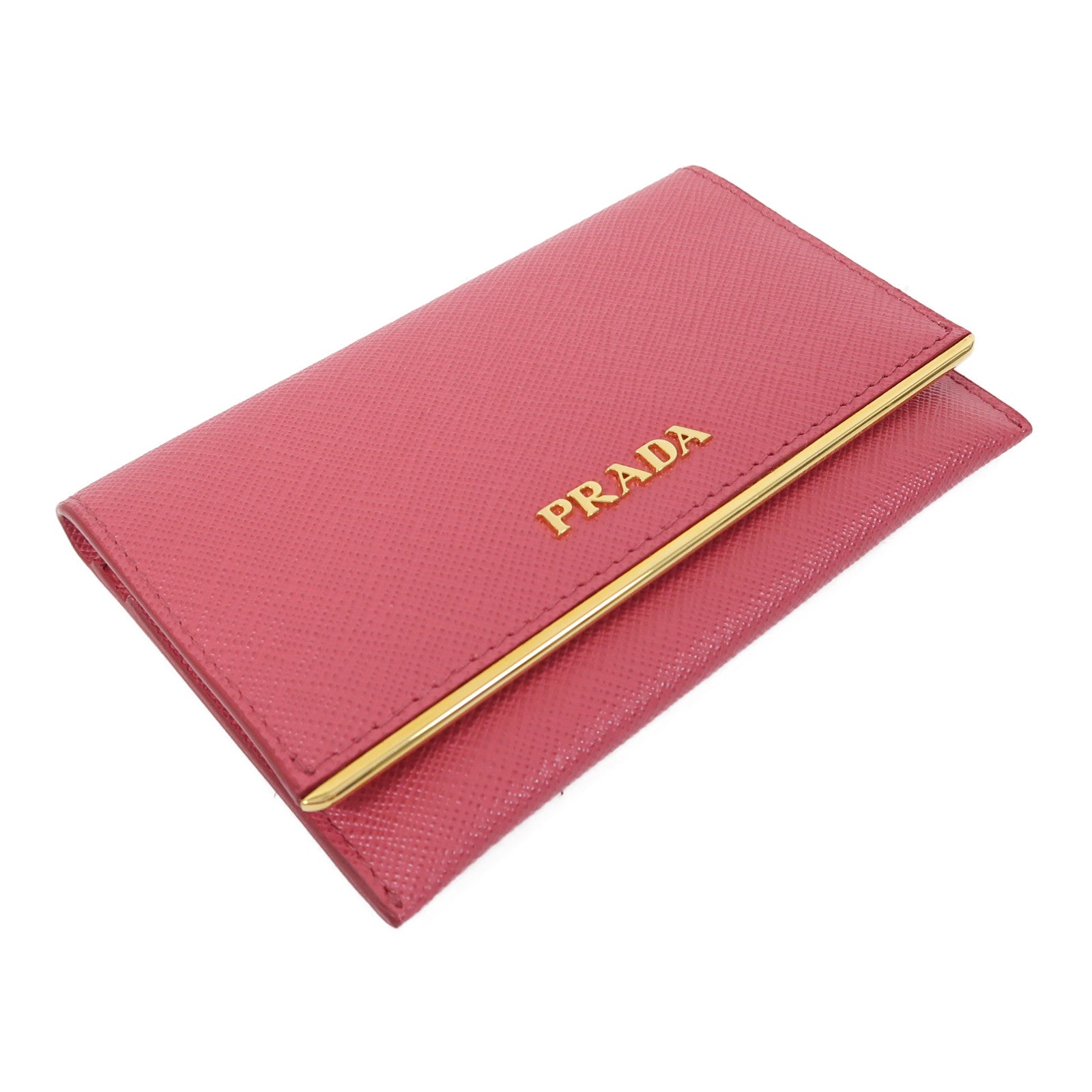 PRADA 牛皮皮革Card Case金扣卡片套粉紅色