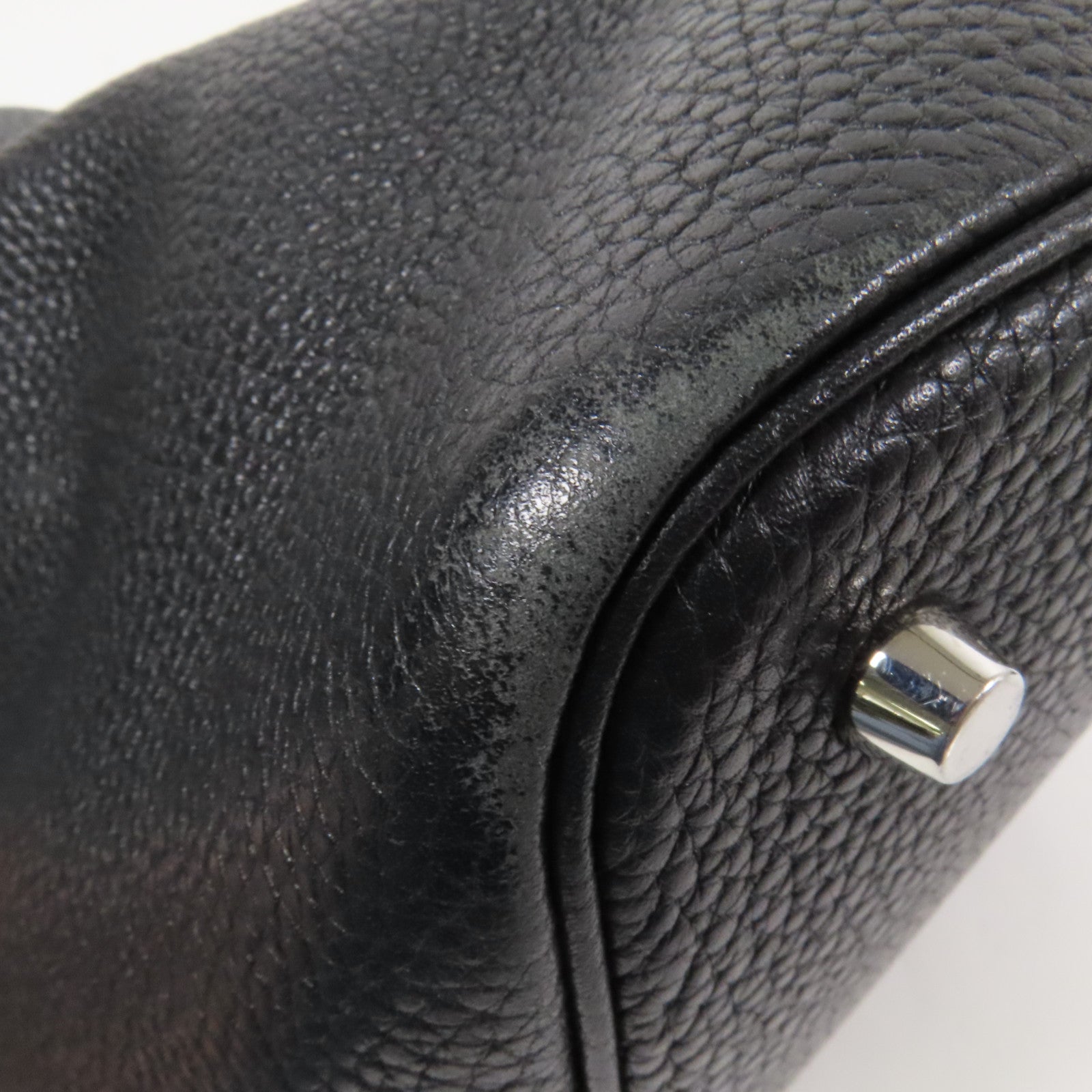 HERMES Clemence皮革Picotin MM銀扣手挽袋Noir