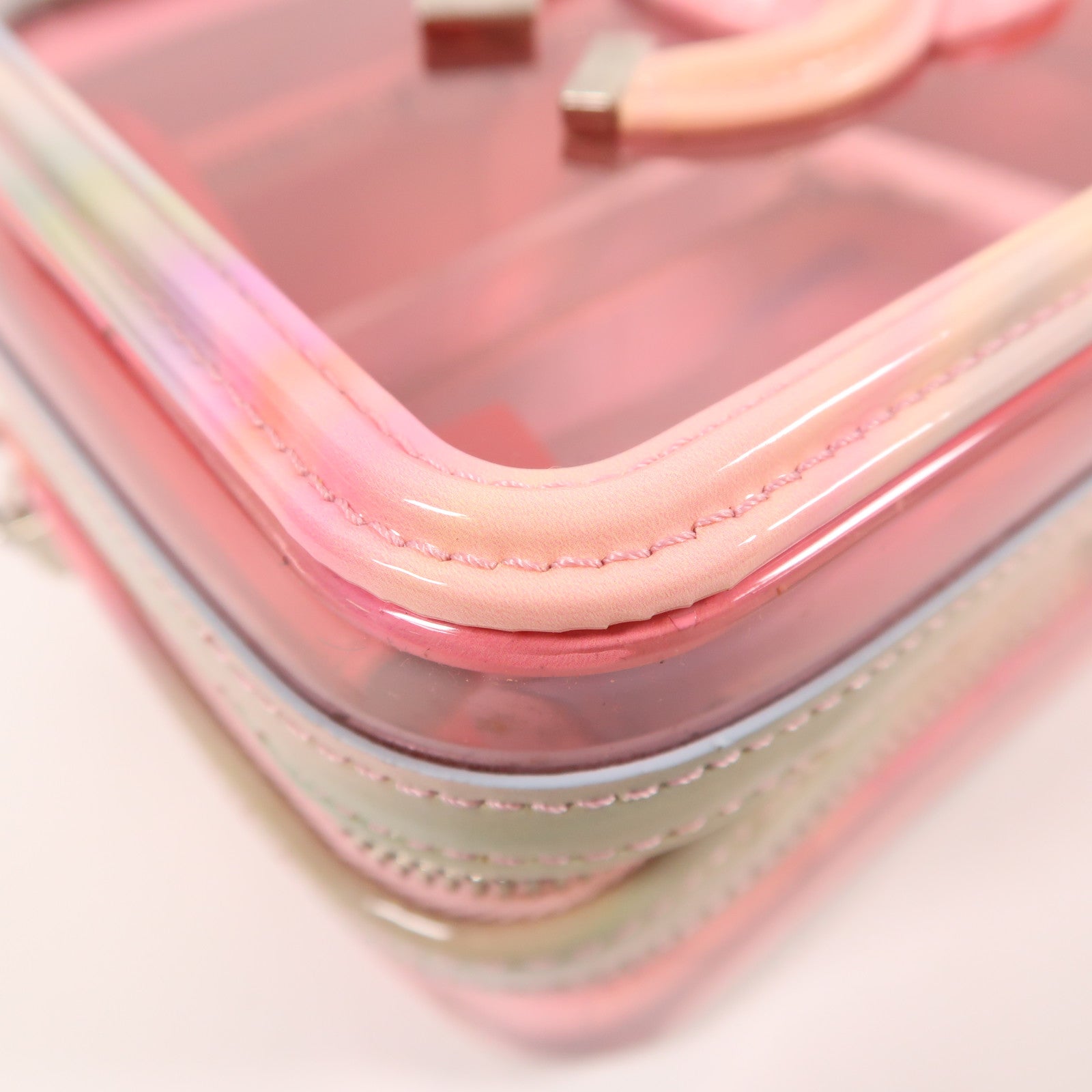 CHANEL PVC Vanity Case銀扣手挽肩背兩用袋