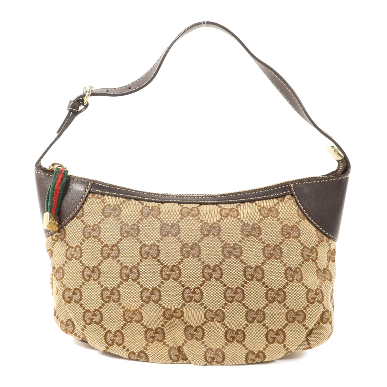 GUCCI 帆布Accessory Pouch Sherry Line Vintage金扣手挽袋