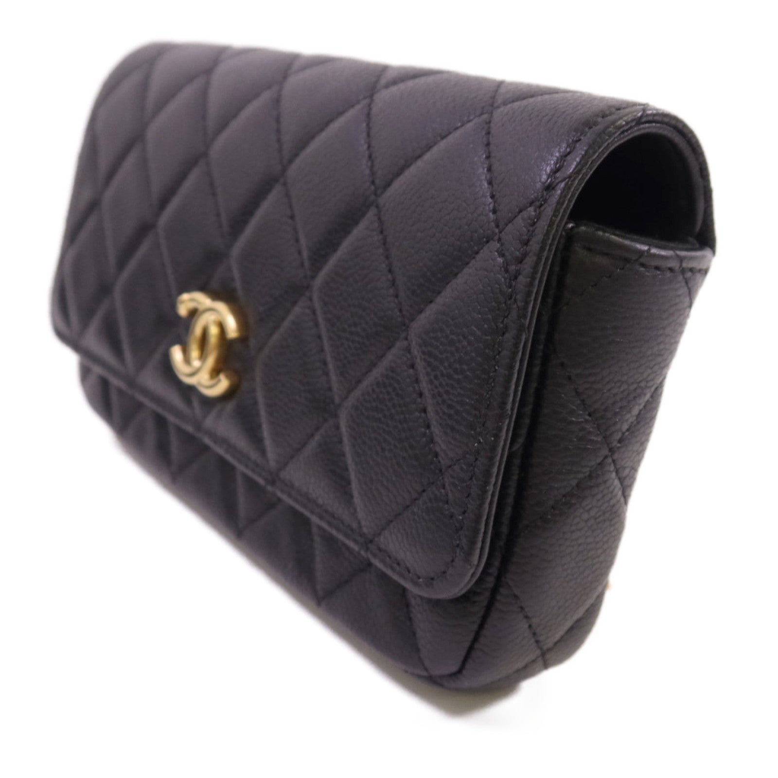 CHANEL 牛皮皮革Waist Bag金扣鏈帶腰包