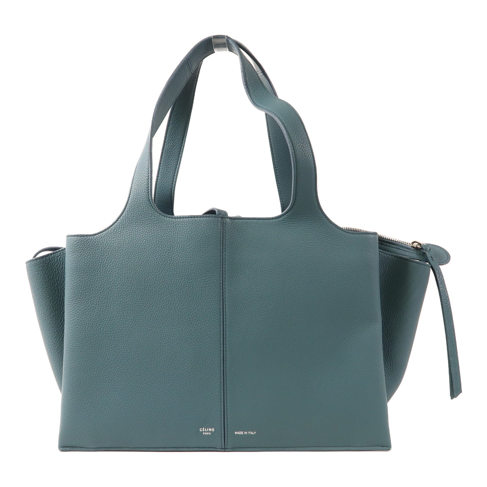 CELINE 牛皮皮革Tri-Fold銀扣肩背袋