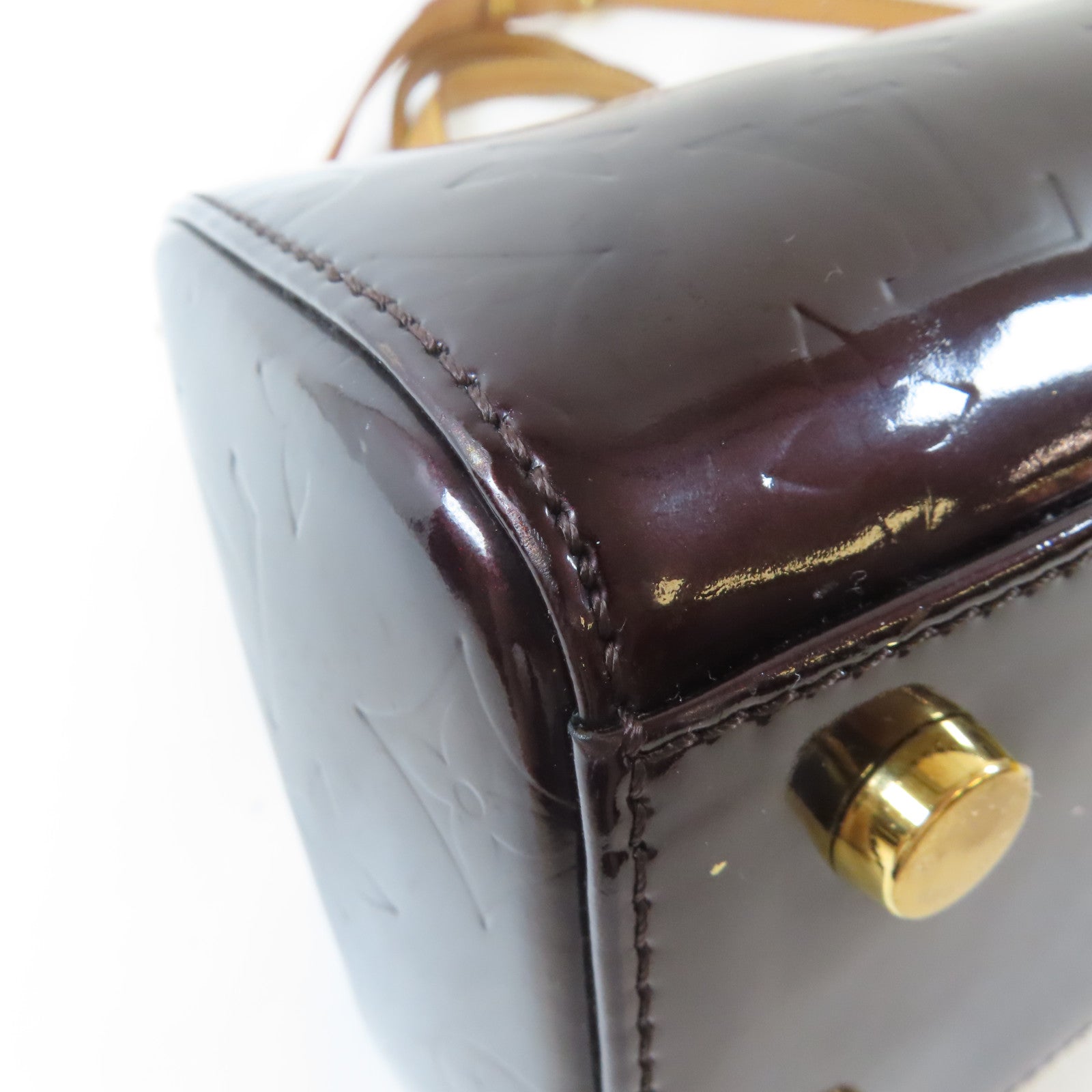 LOUIS VUITTON 【激減優惠】Monogram Vernis Brea MM金扣手挽肩背兩用袋酒紅色