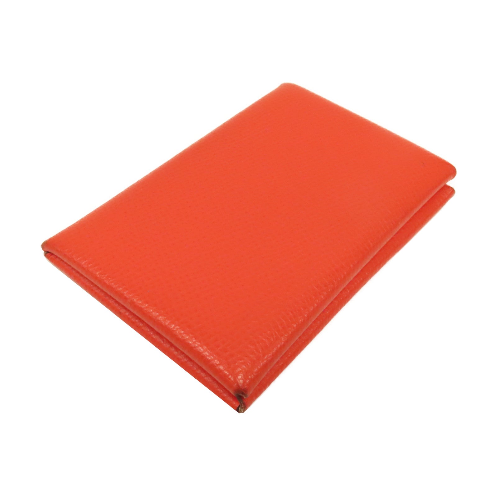 HERMES 【激減優惠】Epsom皮革Calvi Card Holder銀扣卡片套橙色