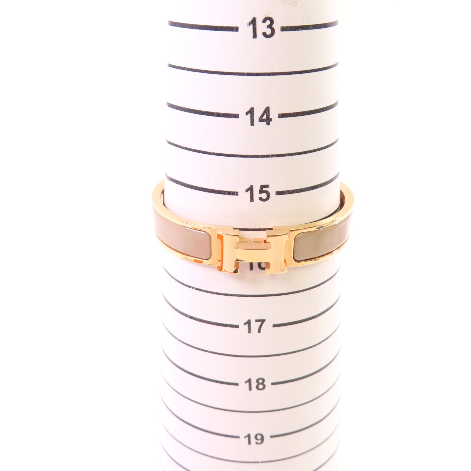 HERMES 金屬/琺瑯Clic-Clac H Bracelet金扣手鐲杏色