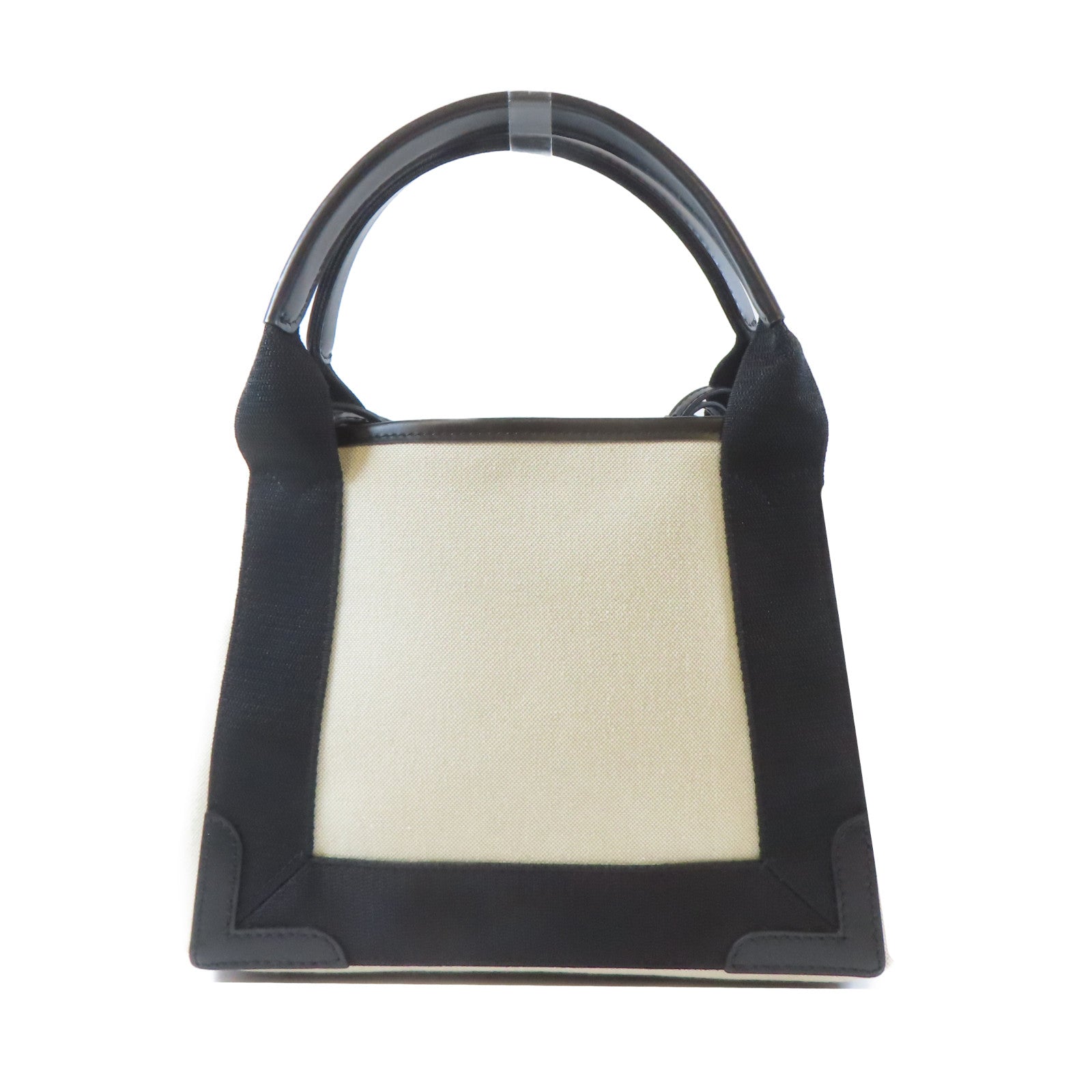 BALENCIAGA 帆布Navy XS Cabas 2 Way Shoulder Bag銀扣手挽肩背兩用袋米色/黑色